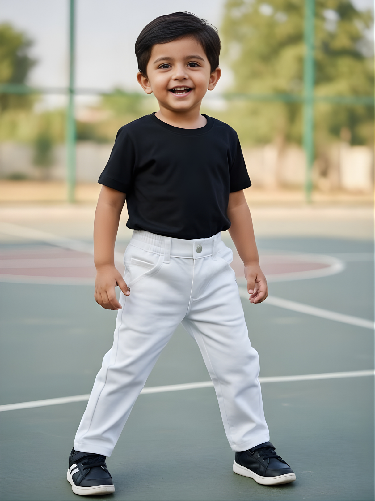 Boys' Premium White Semi-Stretchable Twill Jeans Regular Fit