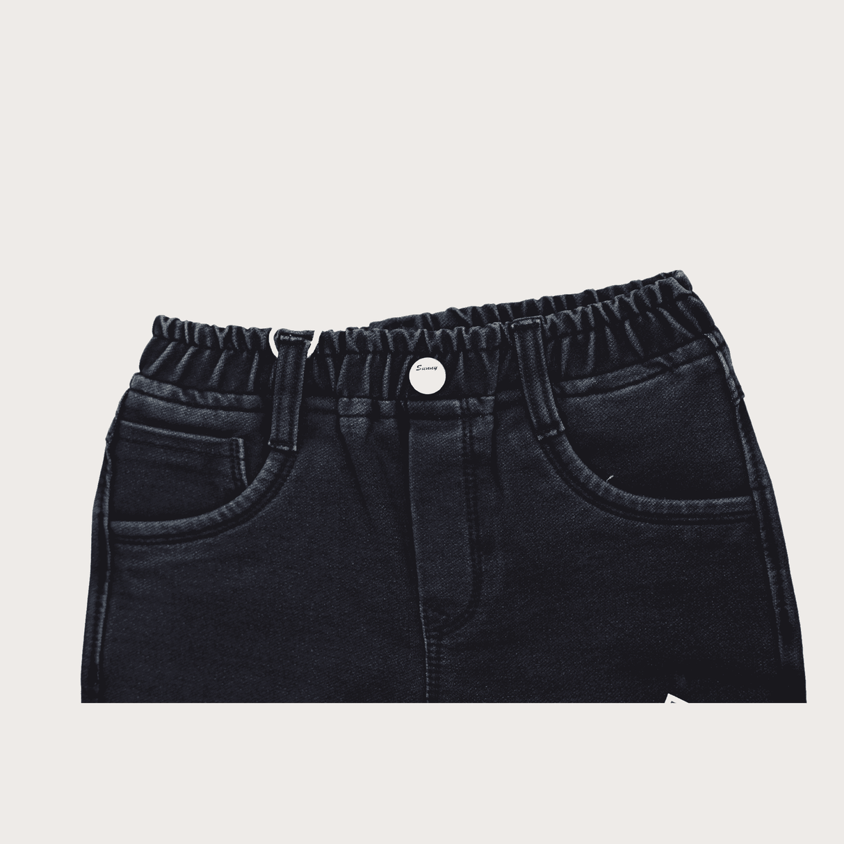 Boys Casual Plain Jeans Shorts Full Elastic - Blue