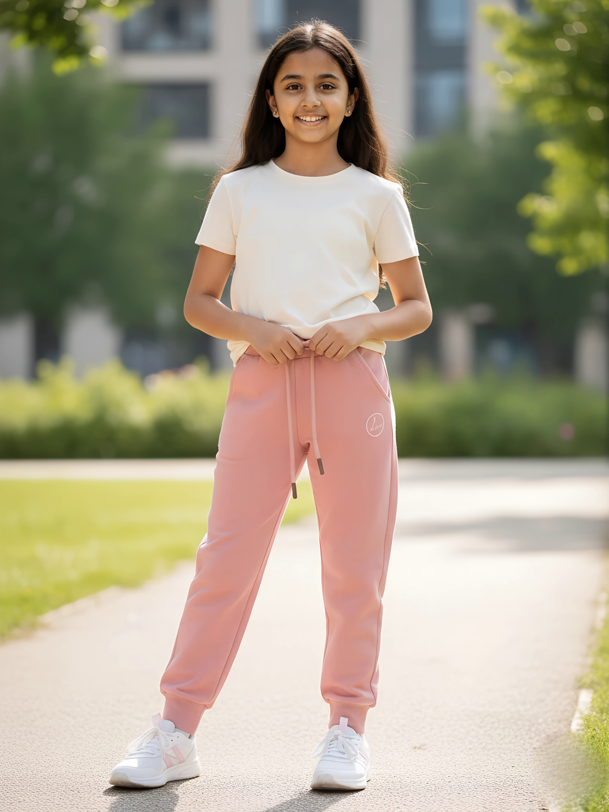 Premium Girls' Dusty Pink Slim-Fit Joggers