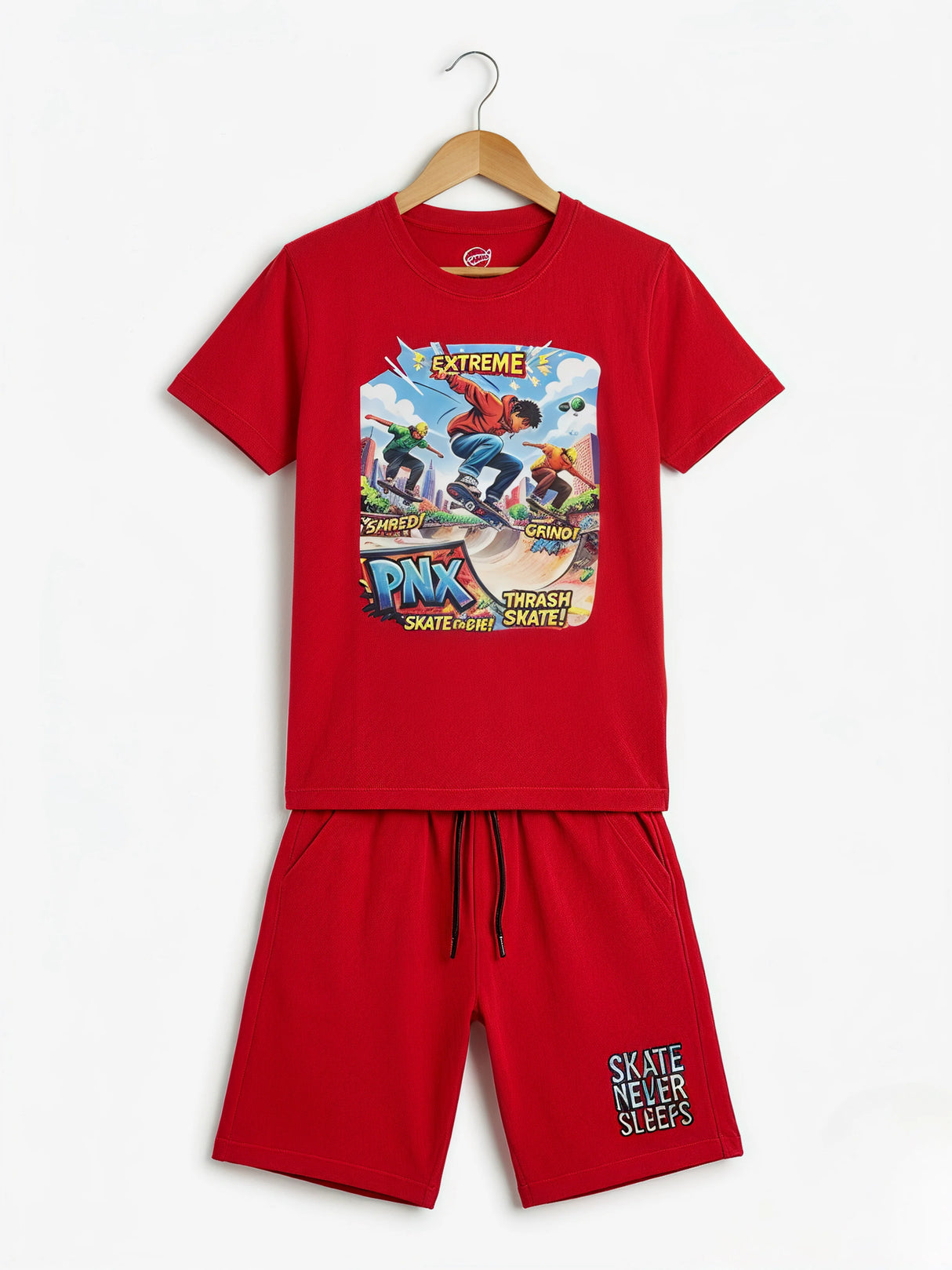 Boys Red Extreme Skate Graphic Co-ord Set.
