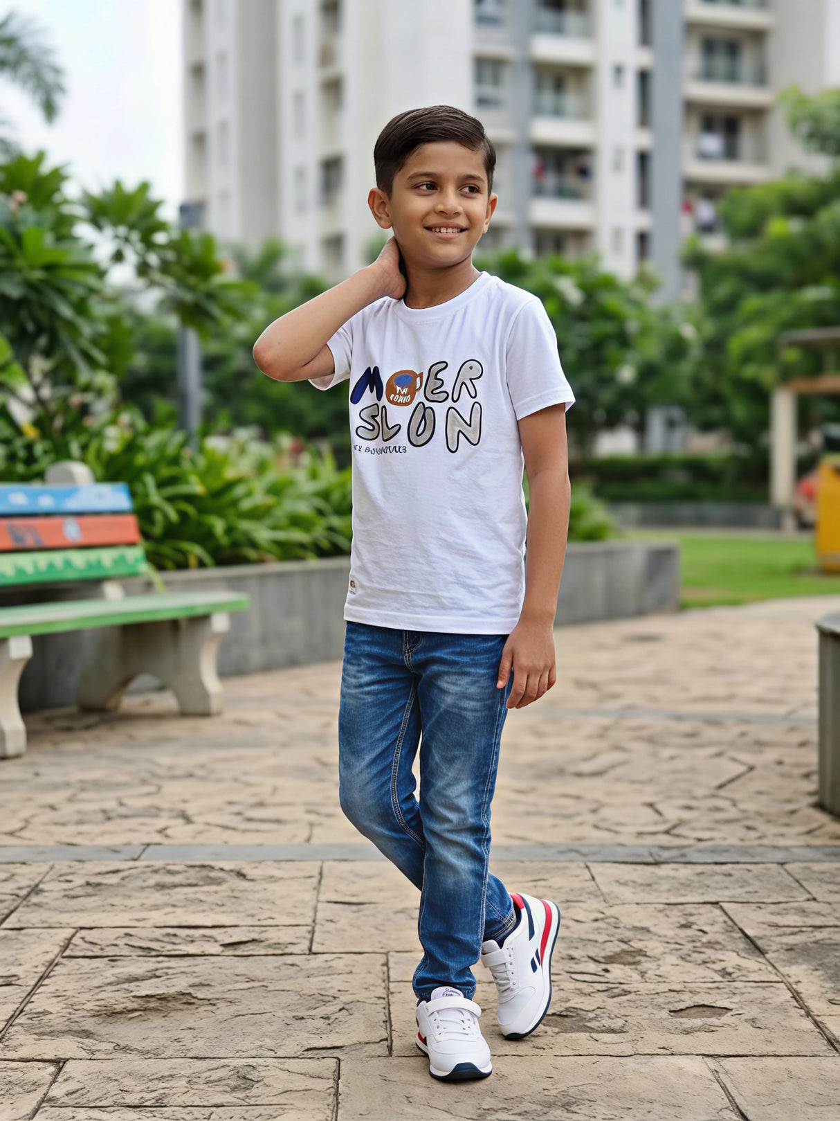 Boys White "The Adventures" Graphic Print T-Shirt