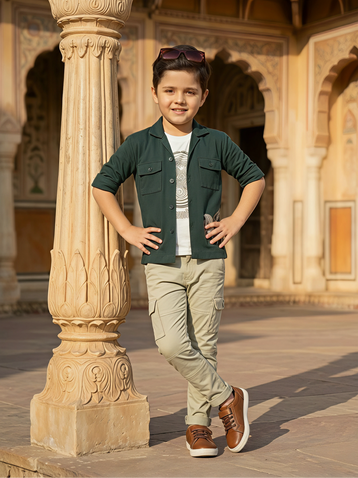 The Explorer Cargo Shirt & Trousers Set (Forest Green & Khaki).