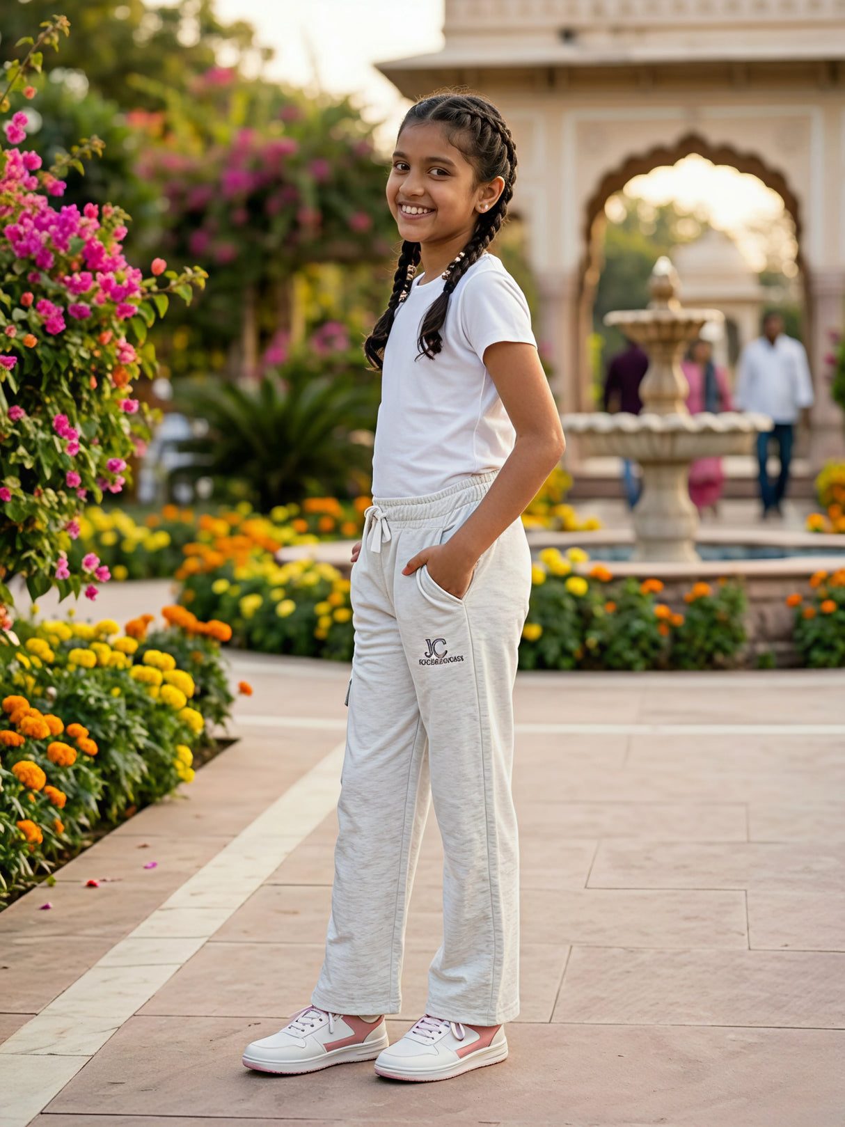 Girls' Heather Grey Wide-Leg Comfort Trackpants