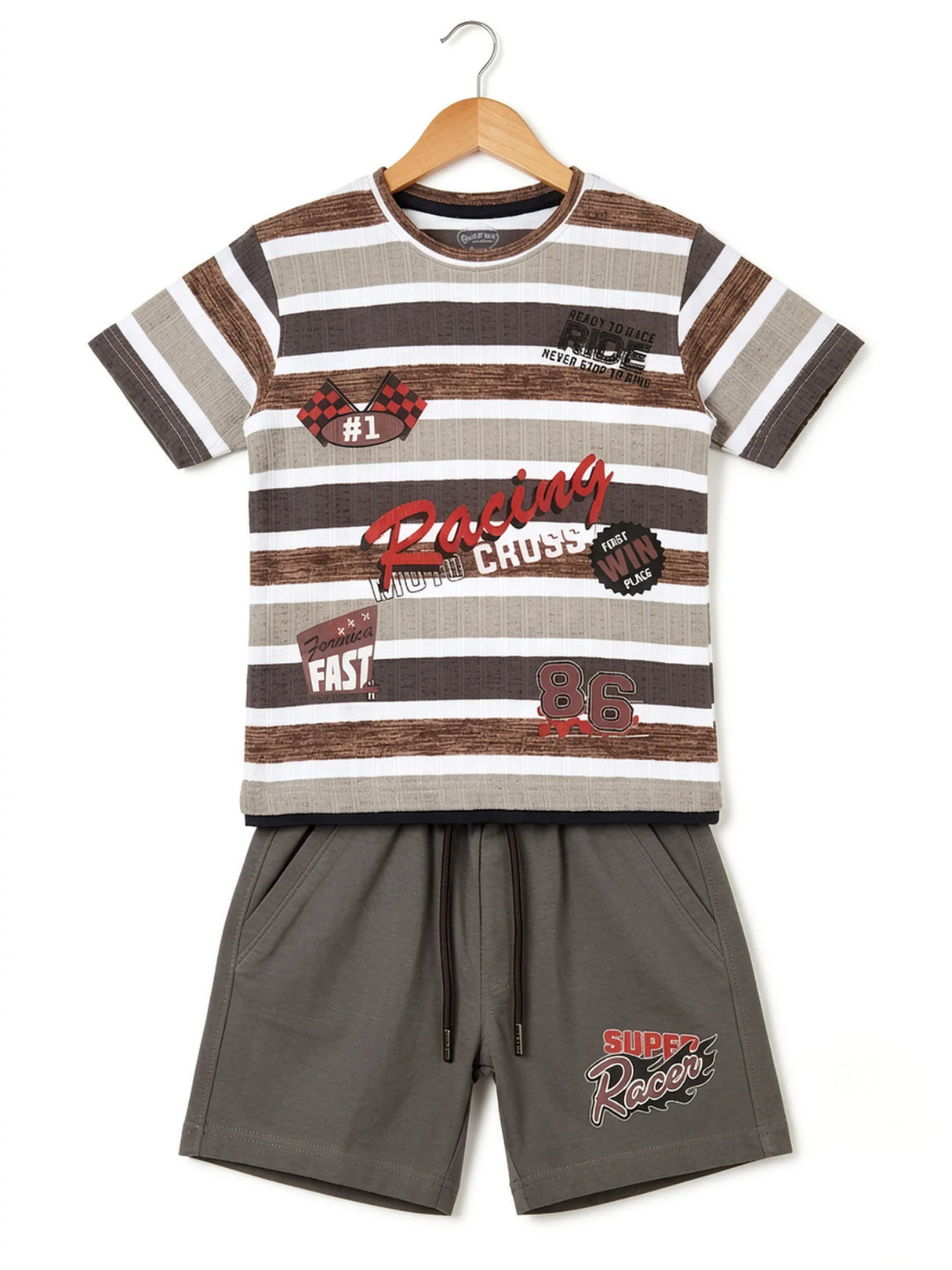 Boys' Dark Grey Racing Theme Coordinate Set