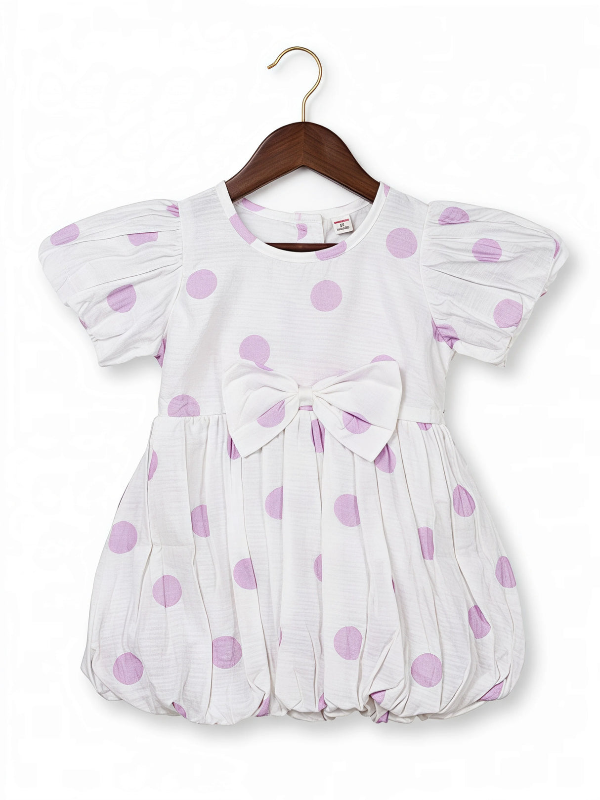 Girls Purple Polka Dot Cotton Frock