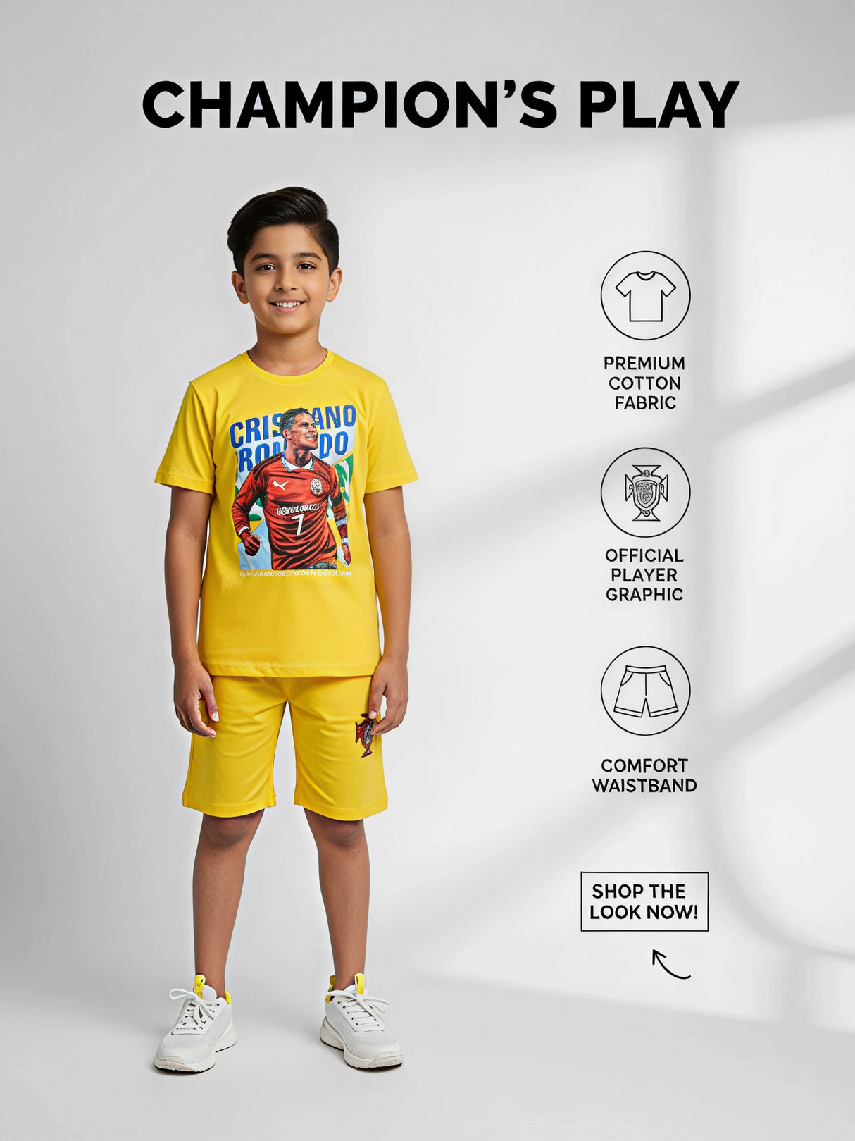 Boys Yellow Graphic Print Co-ord Set.