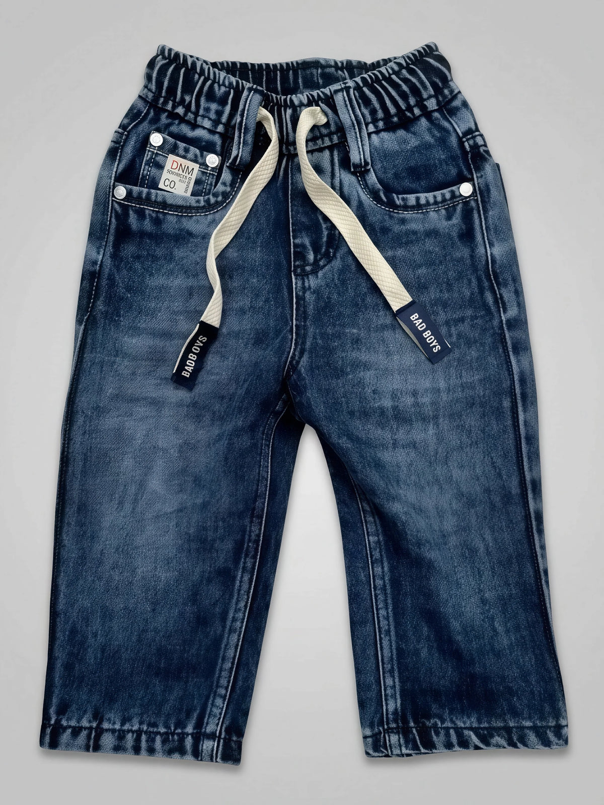 Boys Dark Blue Elastic Waist Denim Jeans..