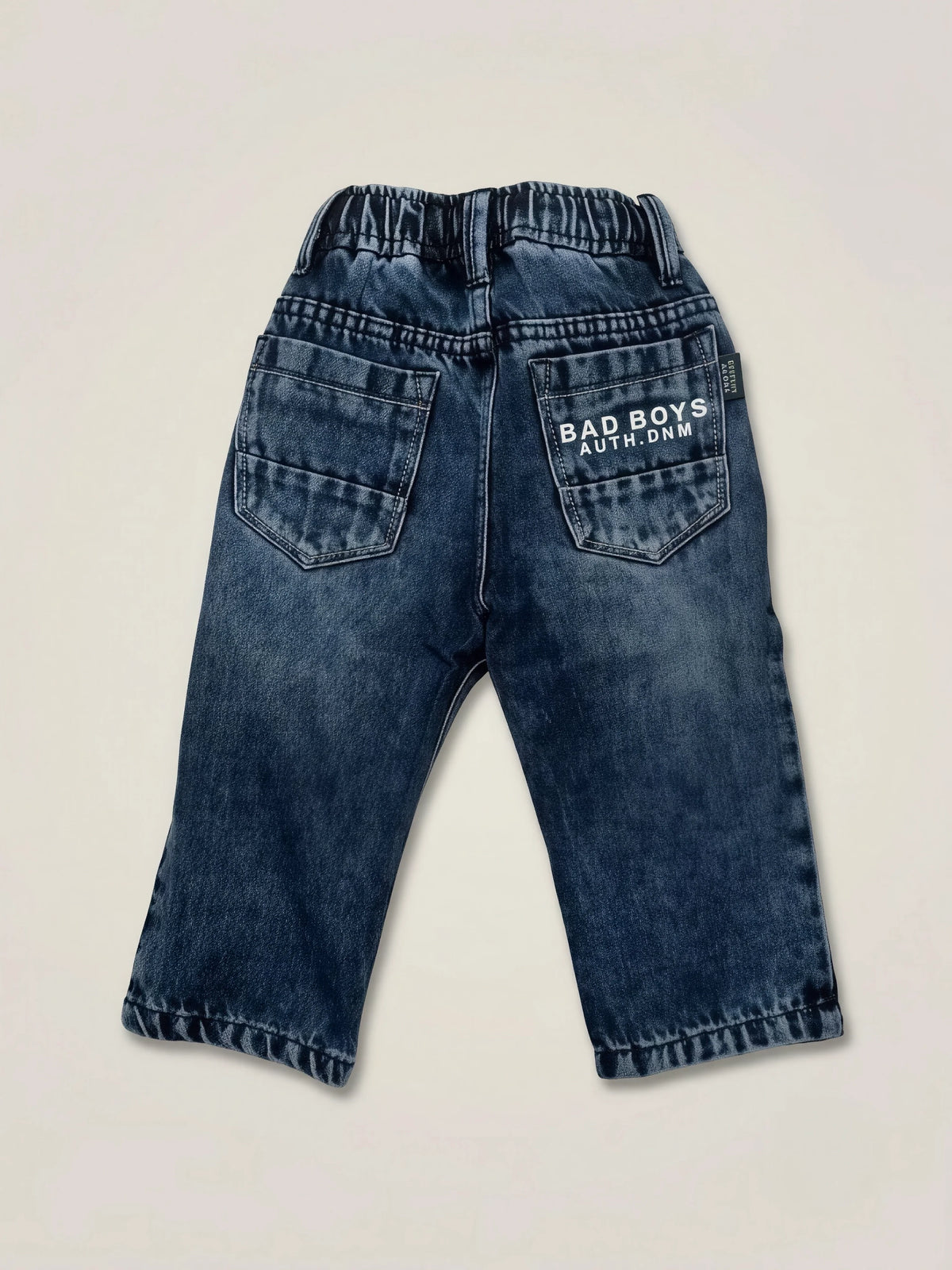 Boys Dark Blue Elastic Waist Denim Jeans..