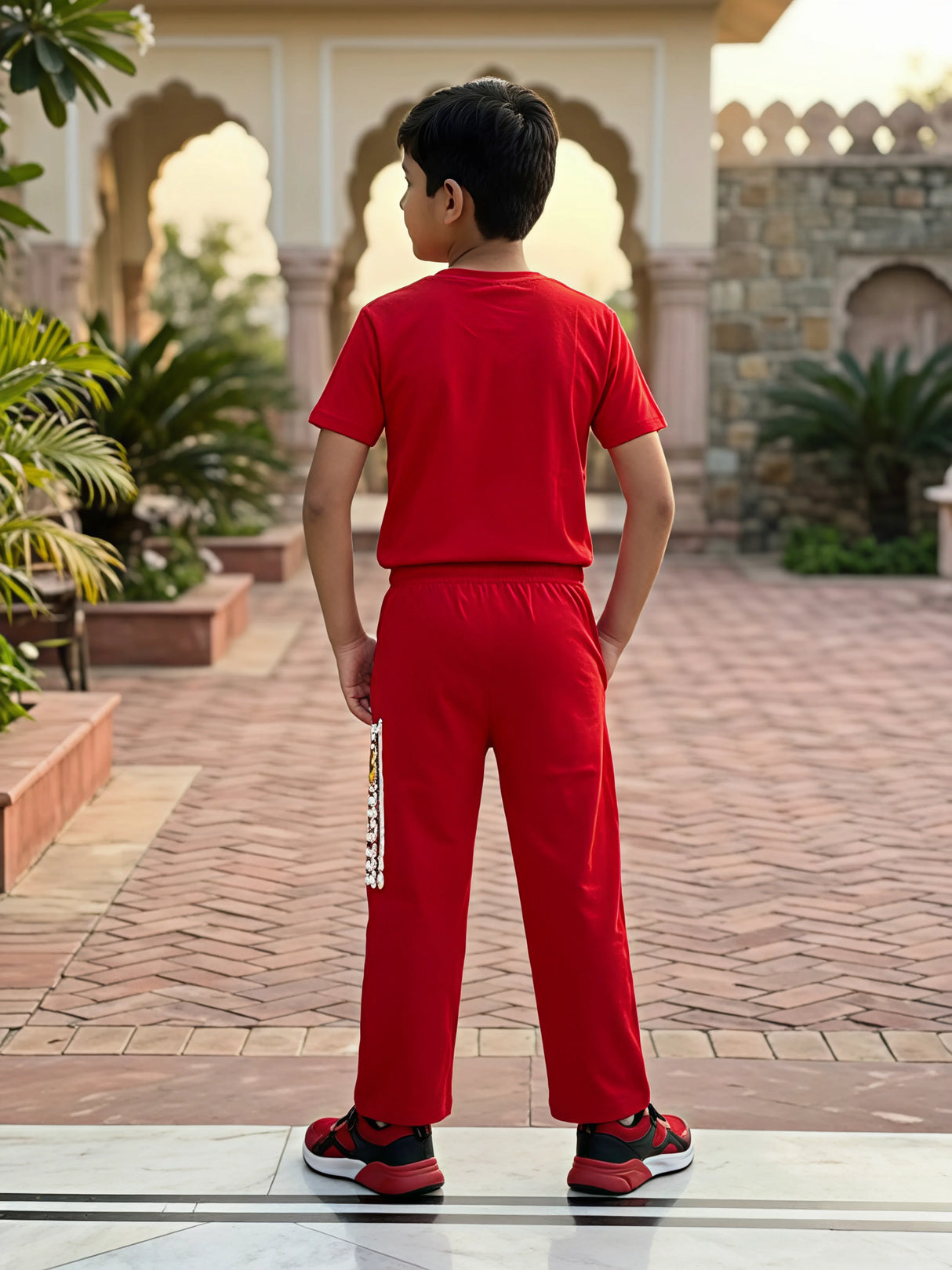 Boys Vibrant Ferrari Graphic T-Shirt and Track Coordinate Set.