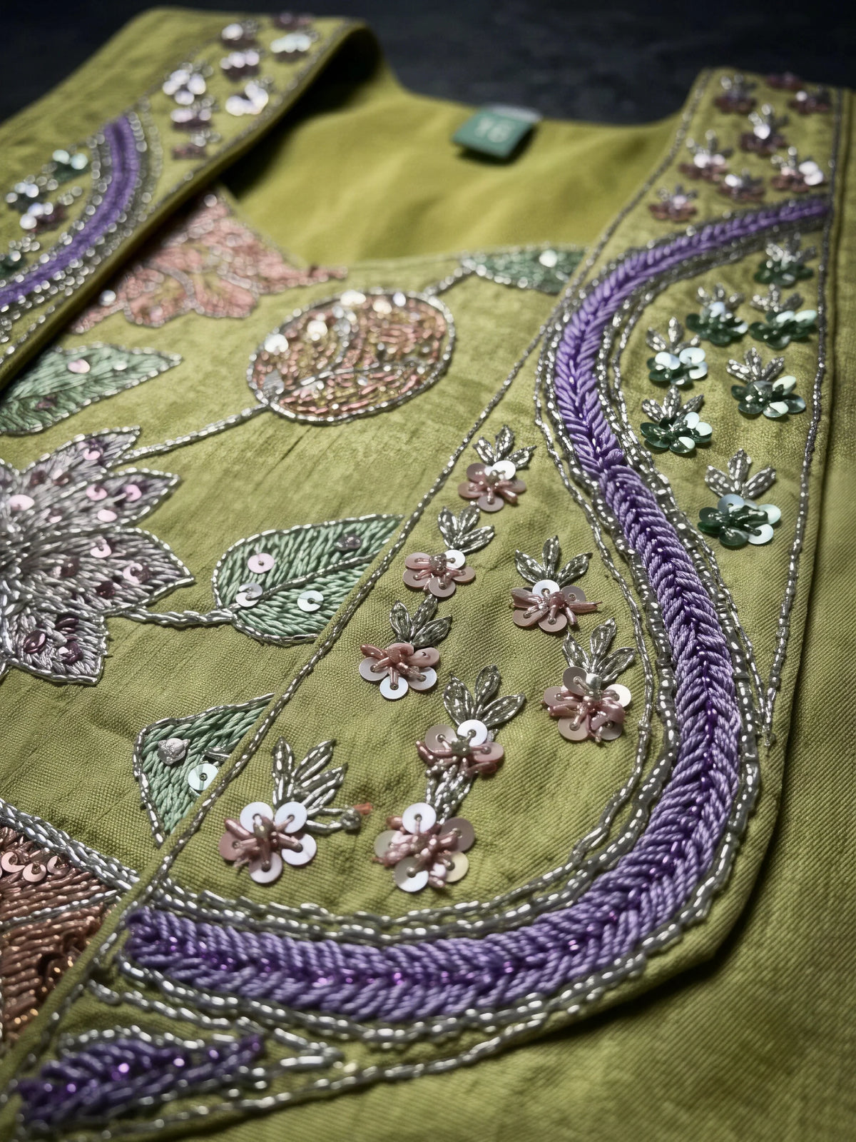 Girls Green Embellished Choli Set.