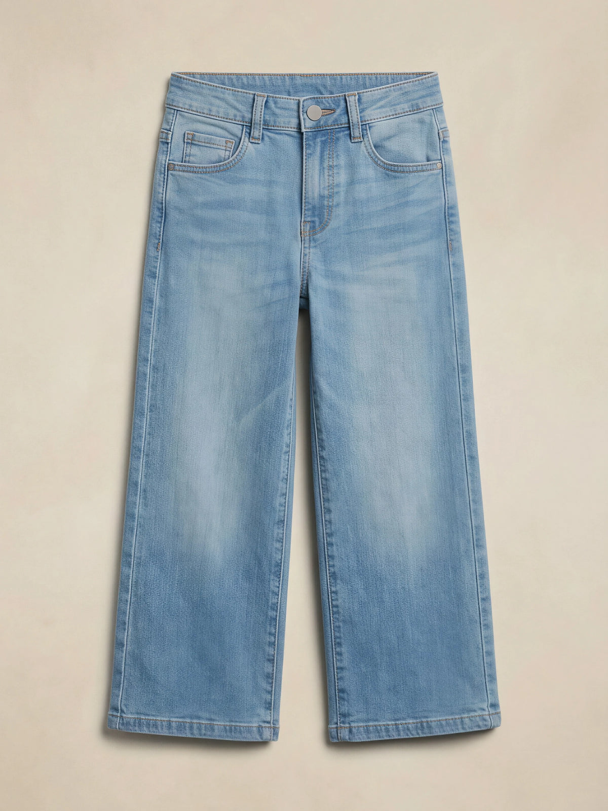 Girls Blue Wide Leg High Waisted Casual Pants