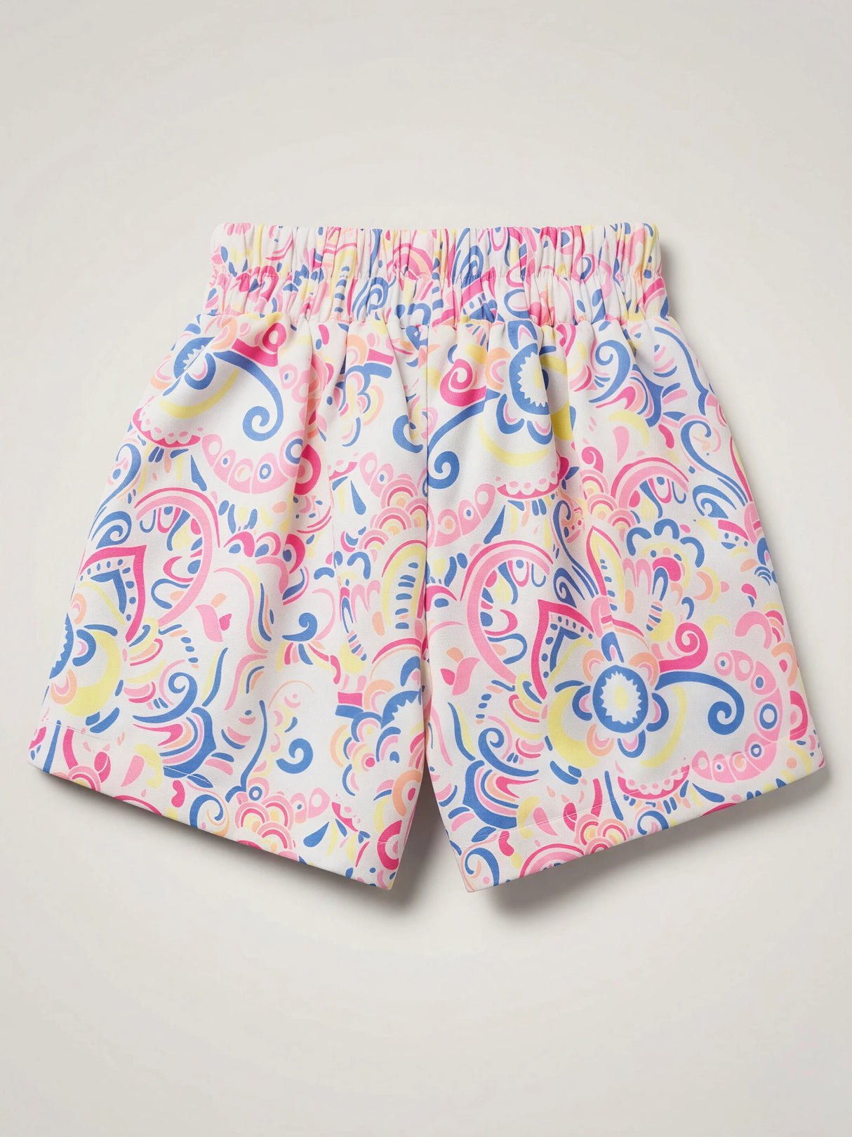 Girls' White Printed Casual Shorts with Pockets