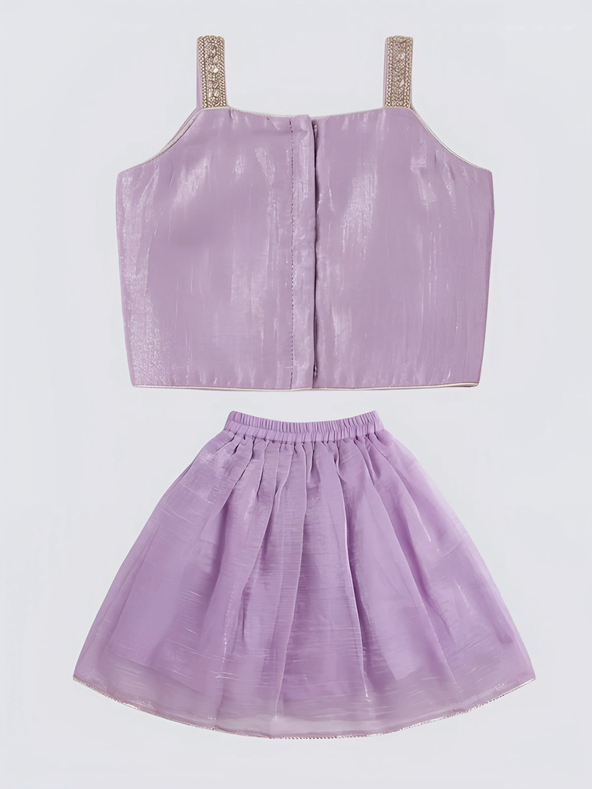 Girls Purple Embroidered Choli Set.