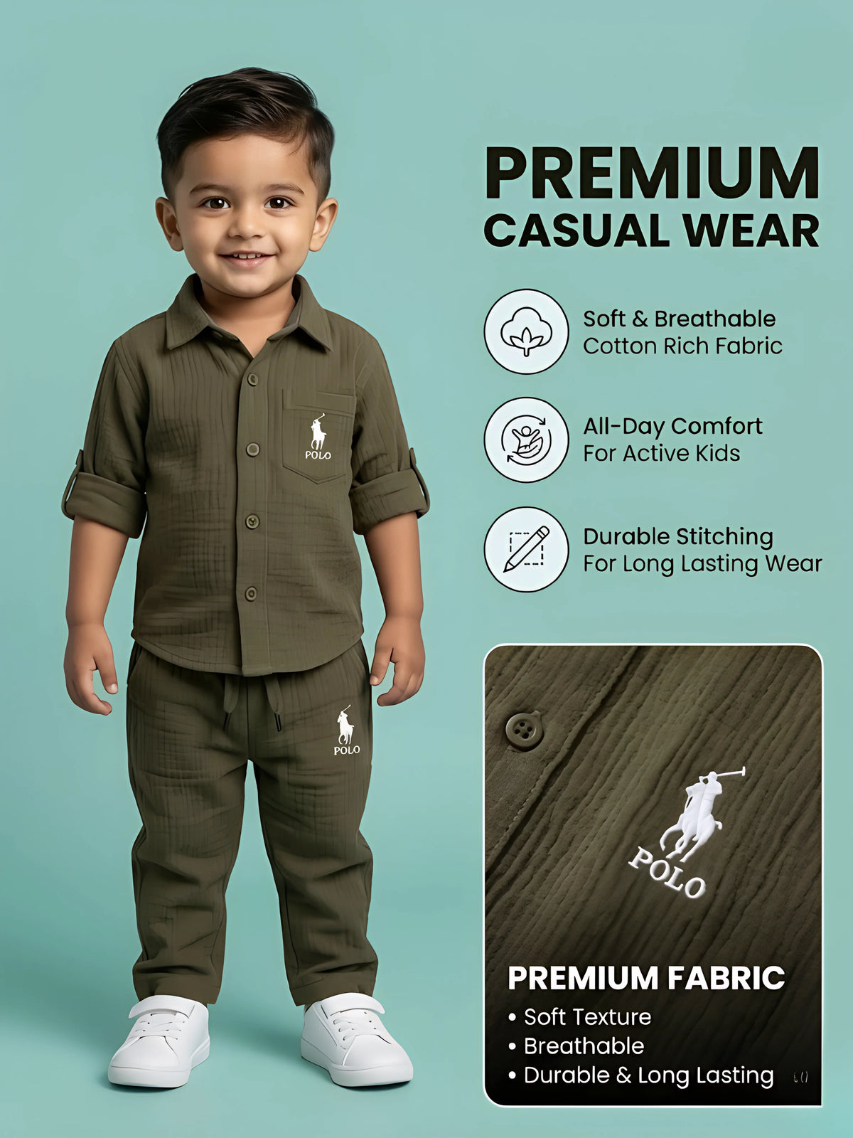 Boys Olive Green Co-ord Set