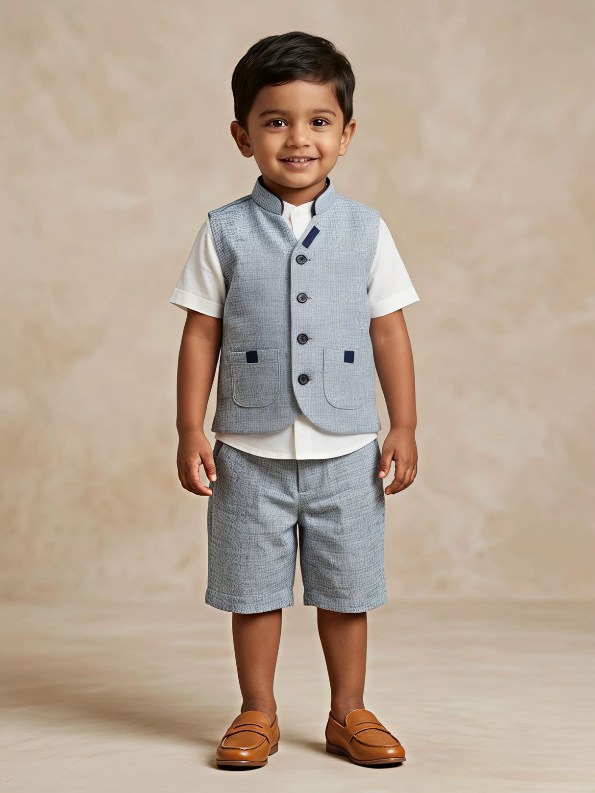 Boys Blue Waistcoat & Shorts Coordinate Set