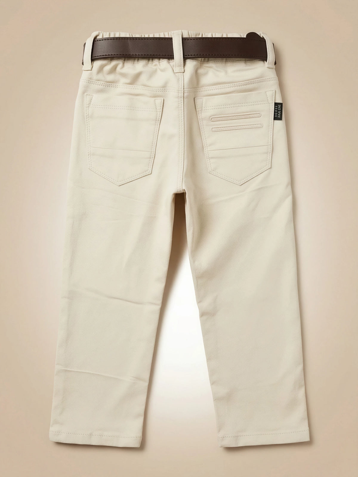 Boys White Casual Pants - Regular Fit Trousers