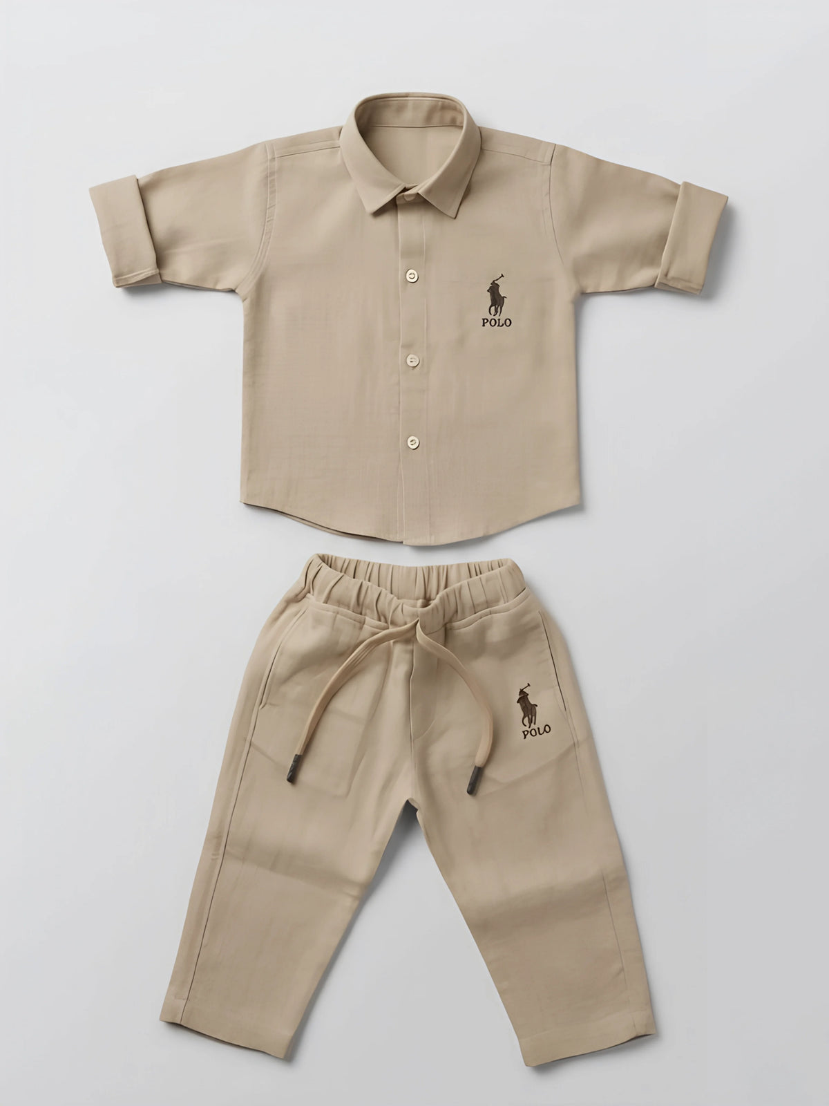 Boys Cream Solid Co-ord Set.