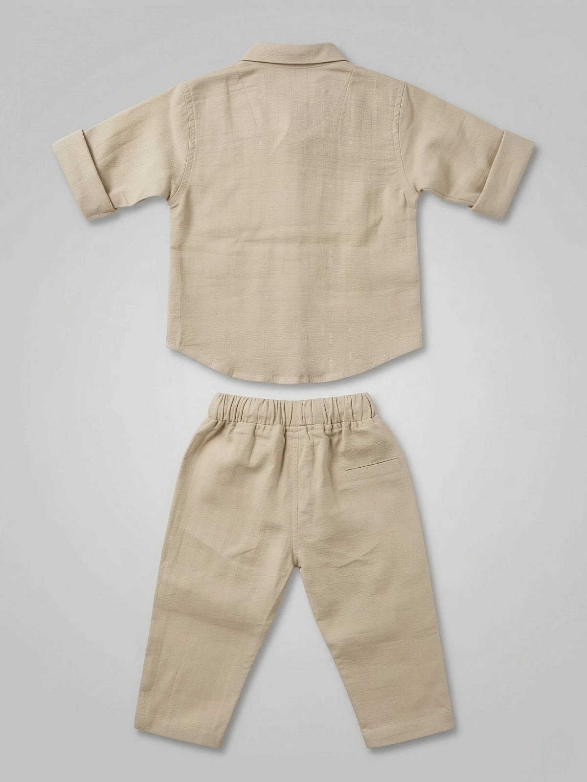 Boys Cream Solid Co-ord Set.