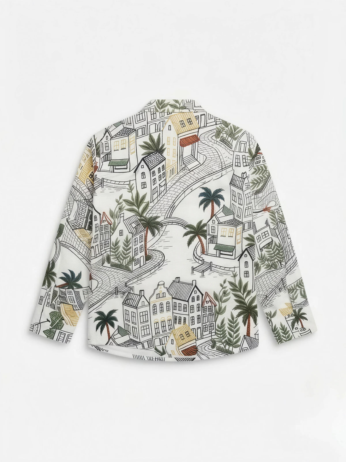 Boys White Graphic Print Full Sleeve Casual Shirt