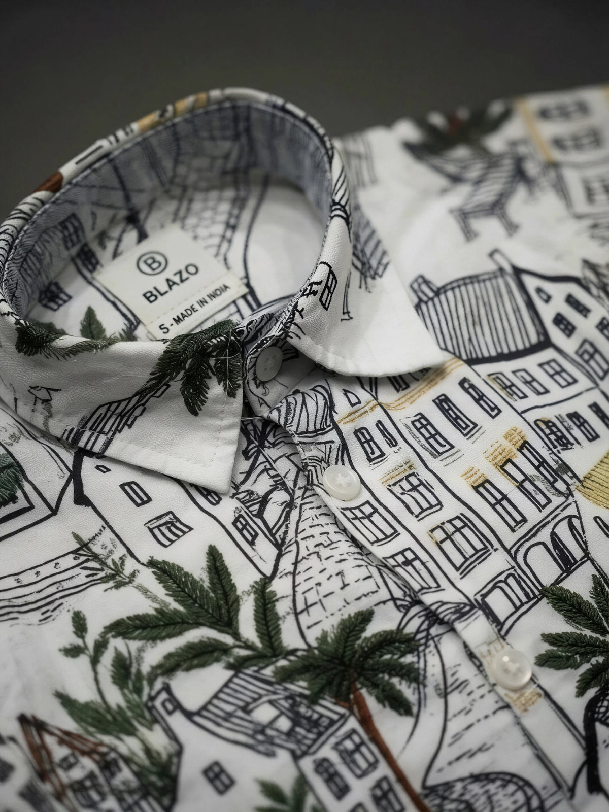 Boys White Graphic Print Full Sleeve Casual Shirt