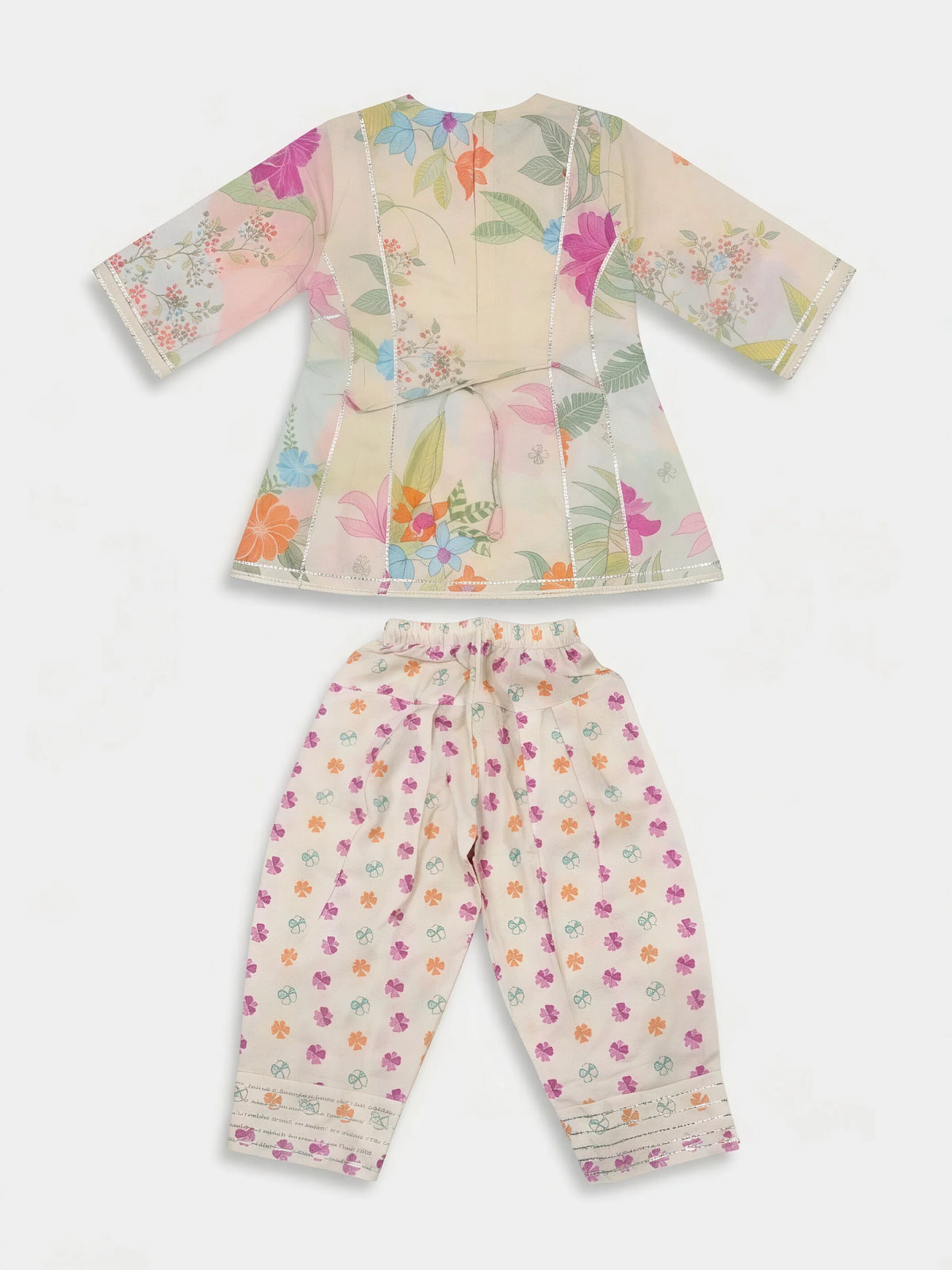 Green Floral Print Patiala Suit for Girls with Dupatta