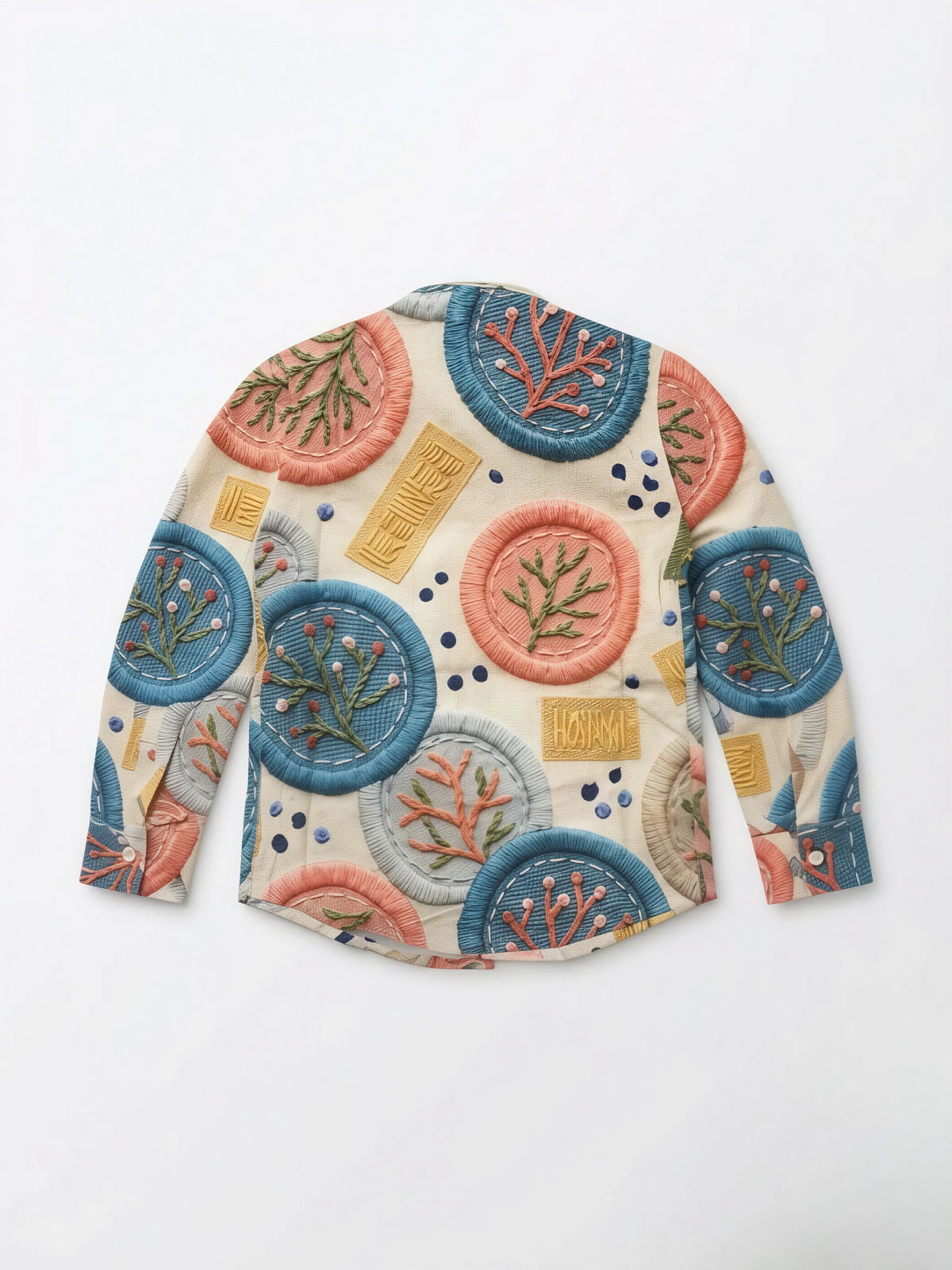 Cream Embroidered Pattern Shirts with T-Shirt Set