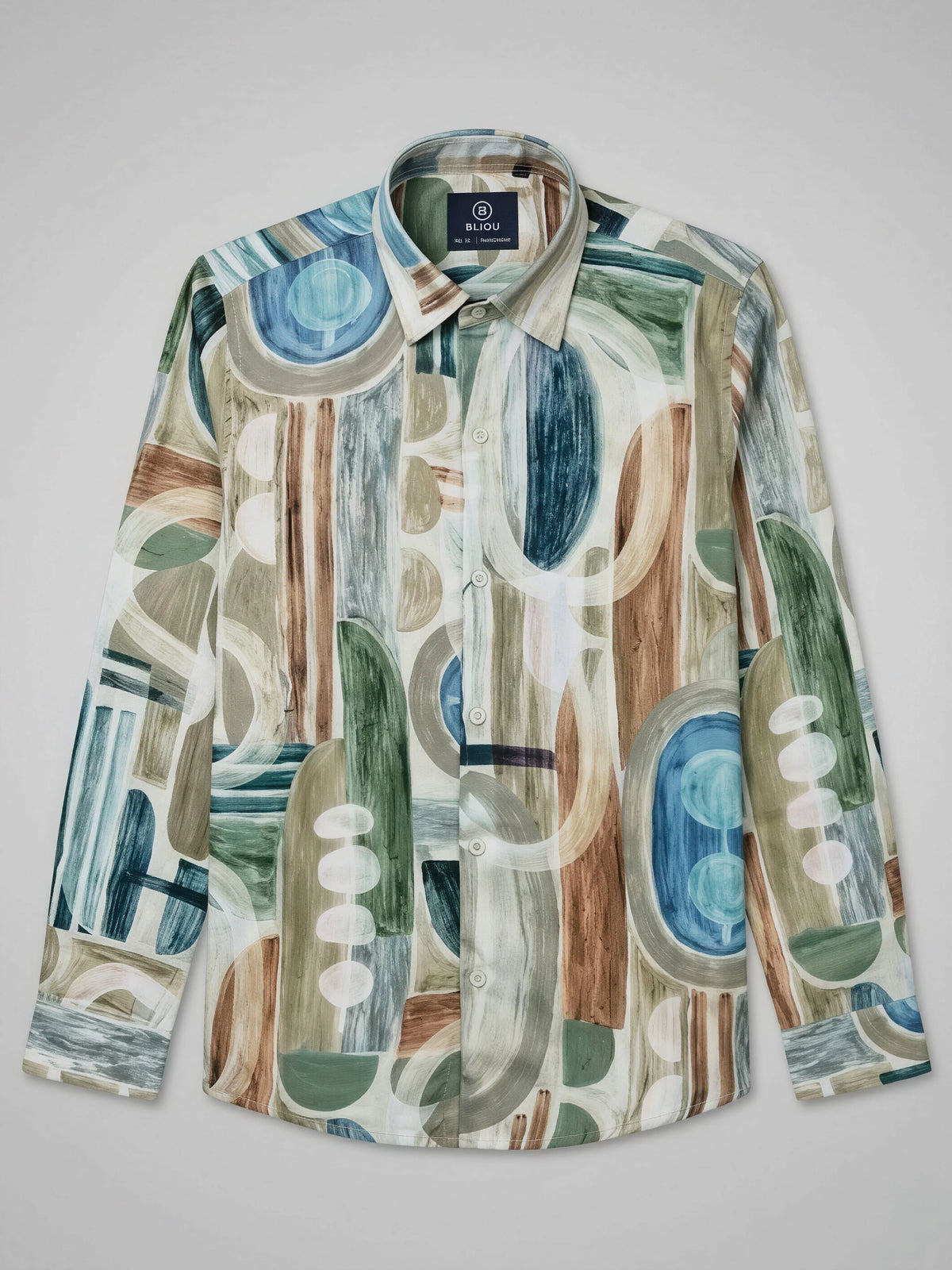 Boys Green Abstract Print Casual Shirt.