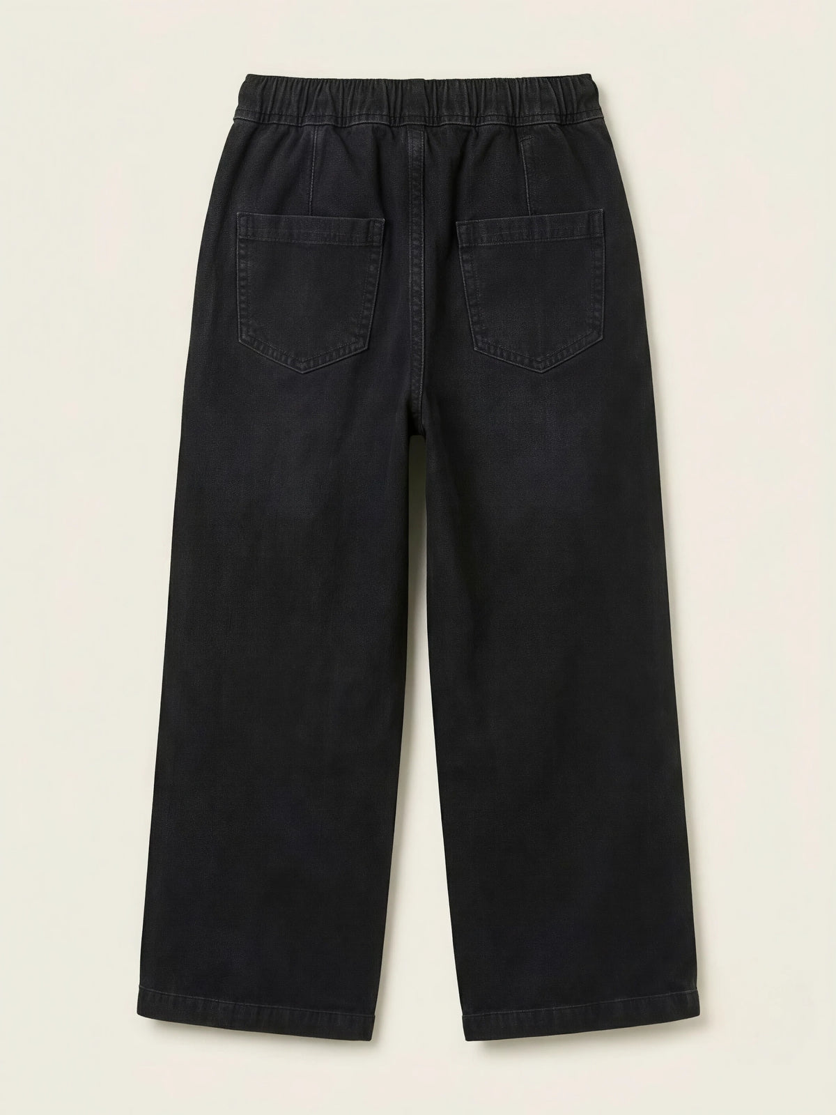 Girls Black Drawstring Wide Leg Casual Pants.