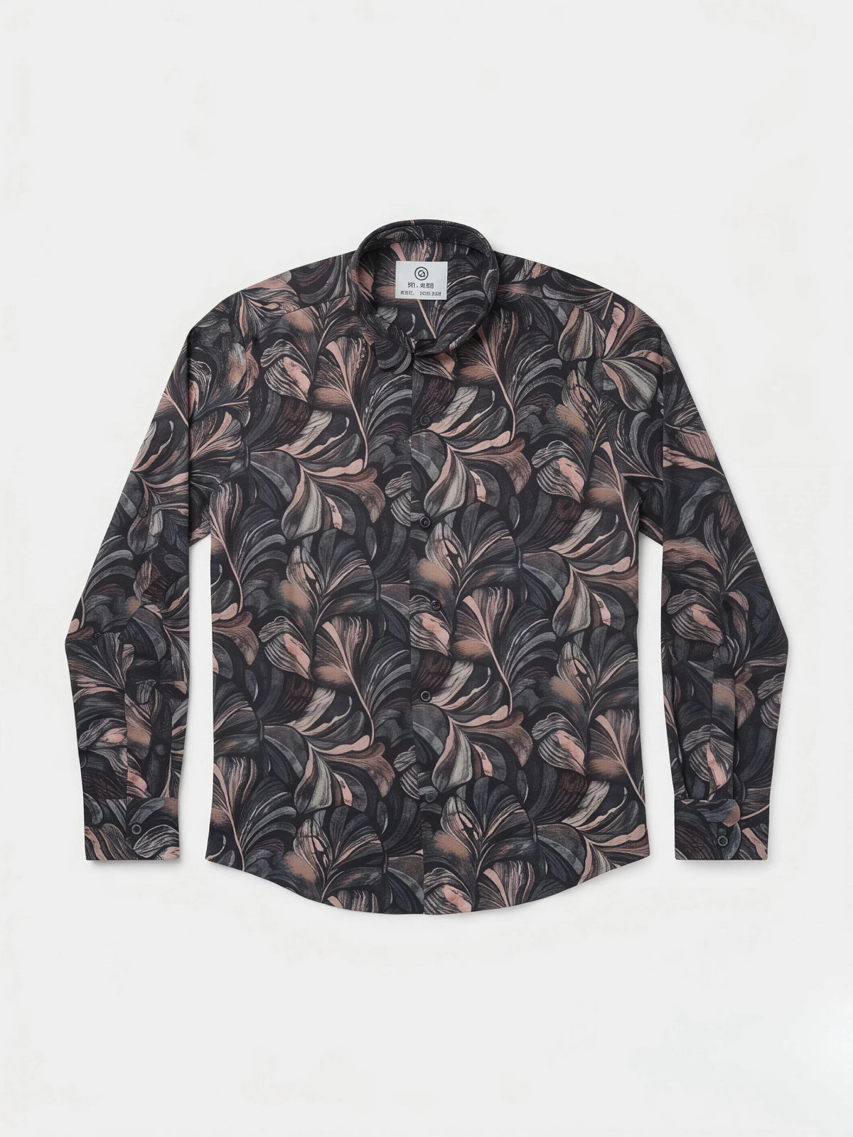 Boys Black Floral Printed Casual Full Sleeve Shirt