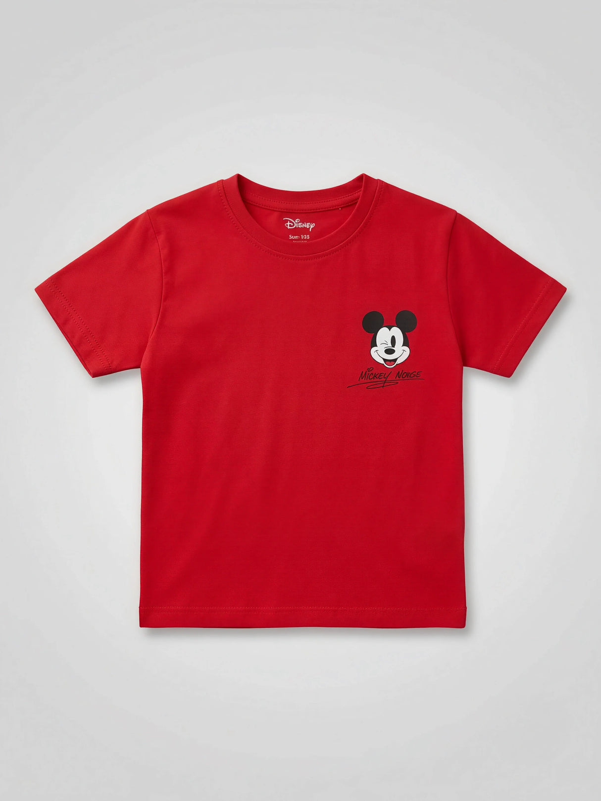 Boys Red Mickey Mouse Graphic Cotton T-Shirt