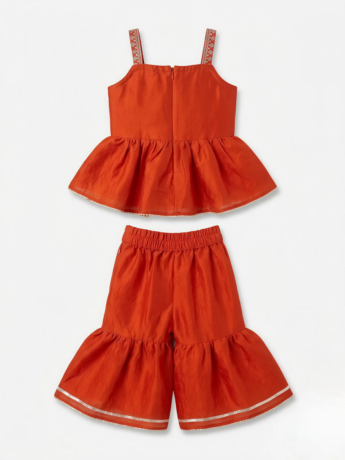 Orange Embroidered Sharara Set with Dupatta Kids Ethnic Wear