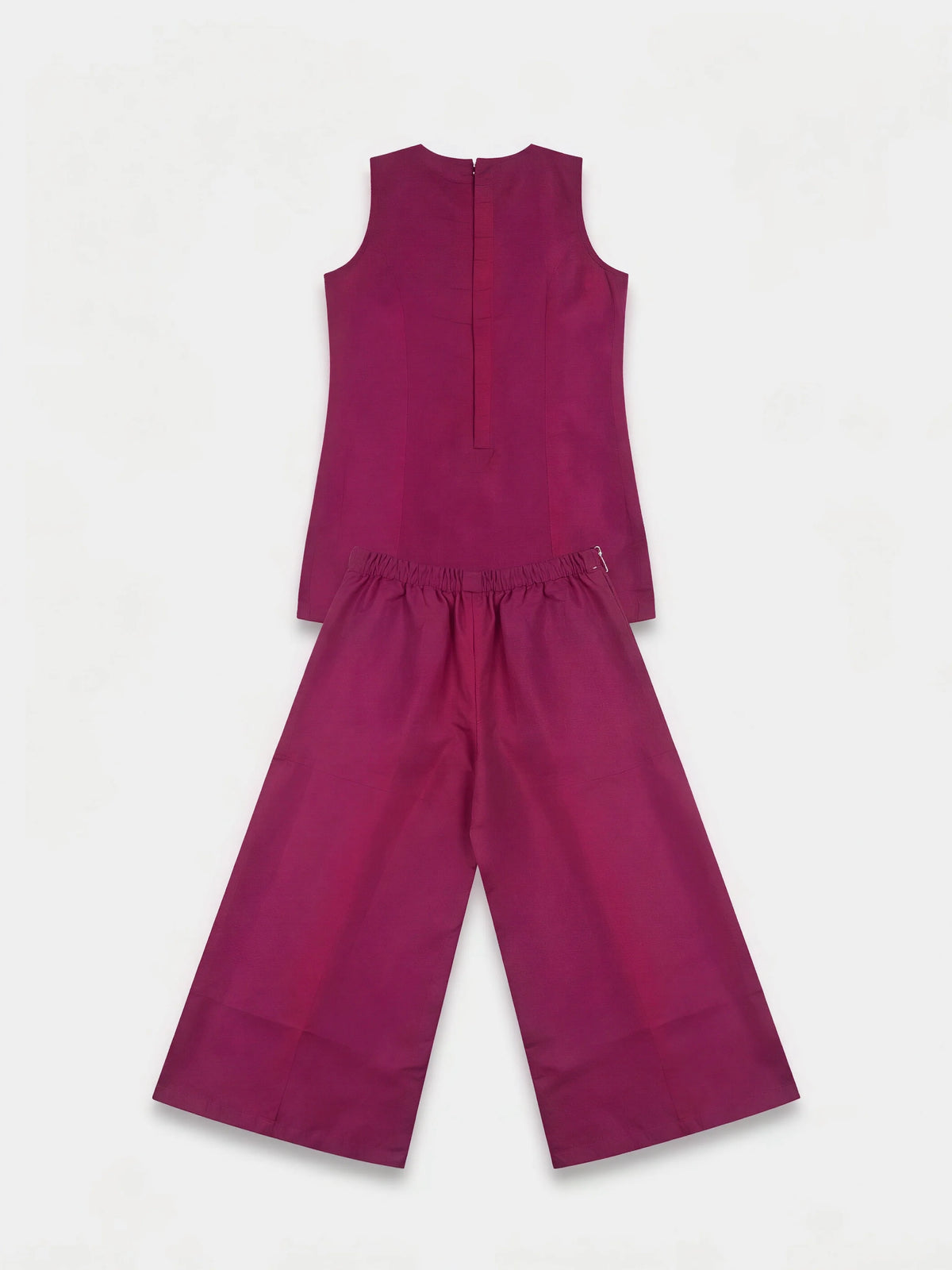 Girls Purple Embroidered Kurta Palazzo Set.