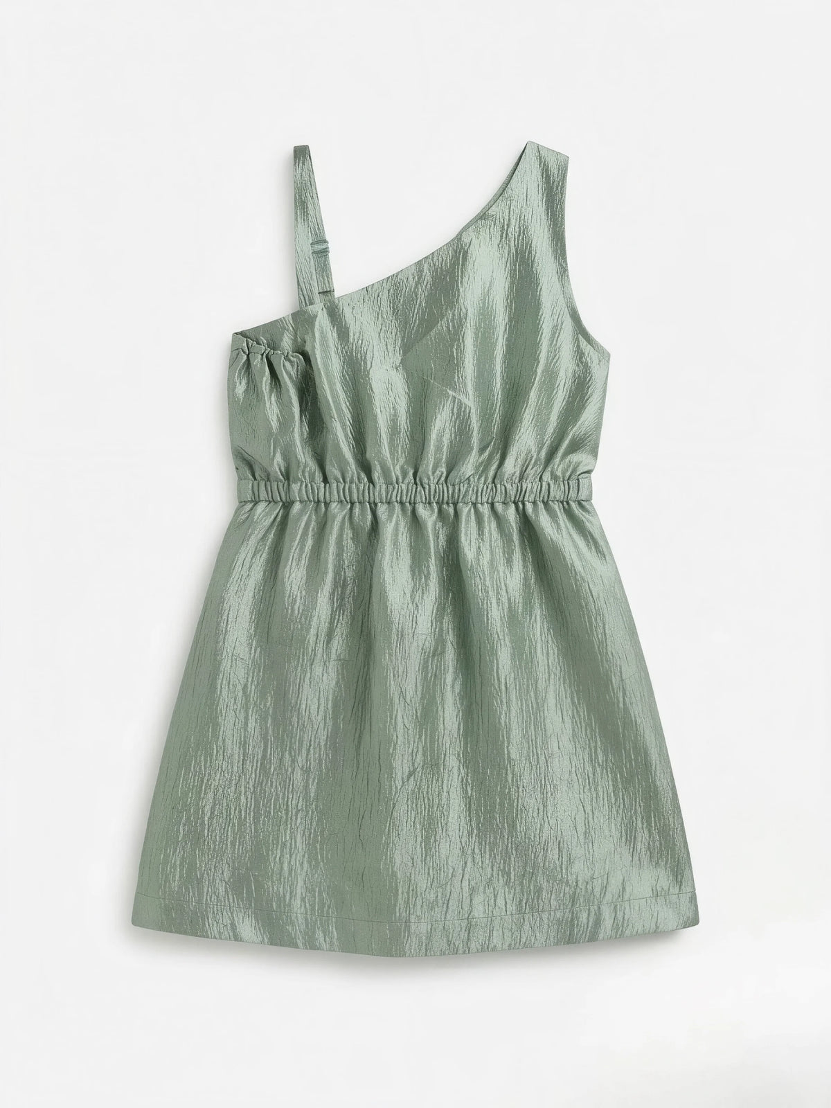 Green Rose Applique One Shoulder Frocks