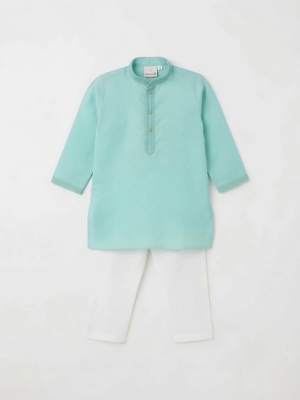 Blue Solid Cotton Kurta Pajama Set for Boys