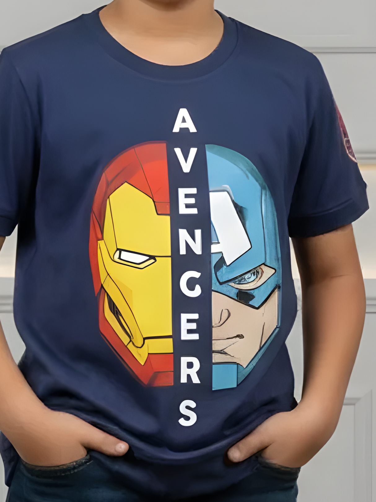 Boys' Navy Blue Hero Duo Graphic T-Shirt