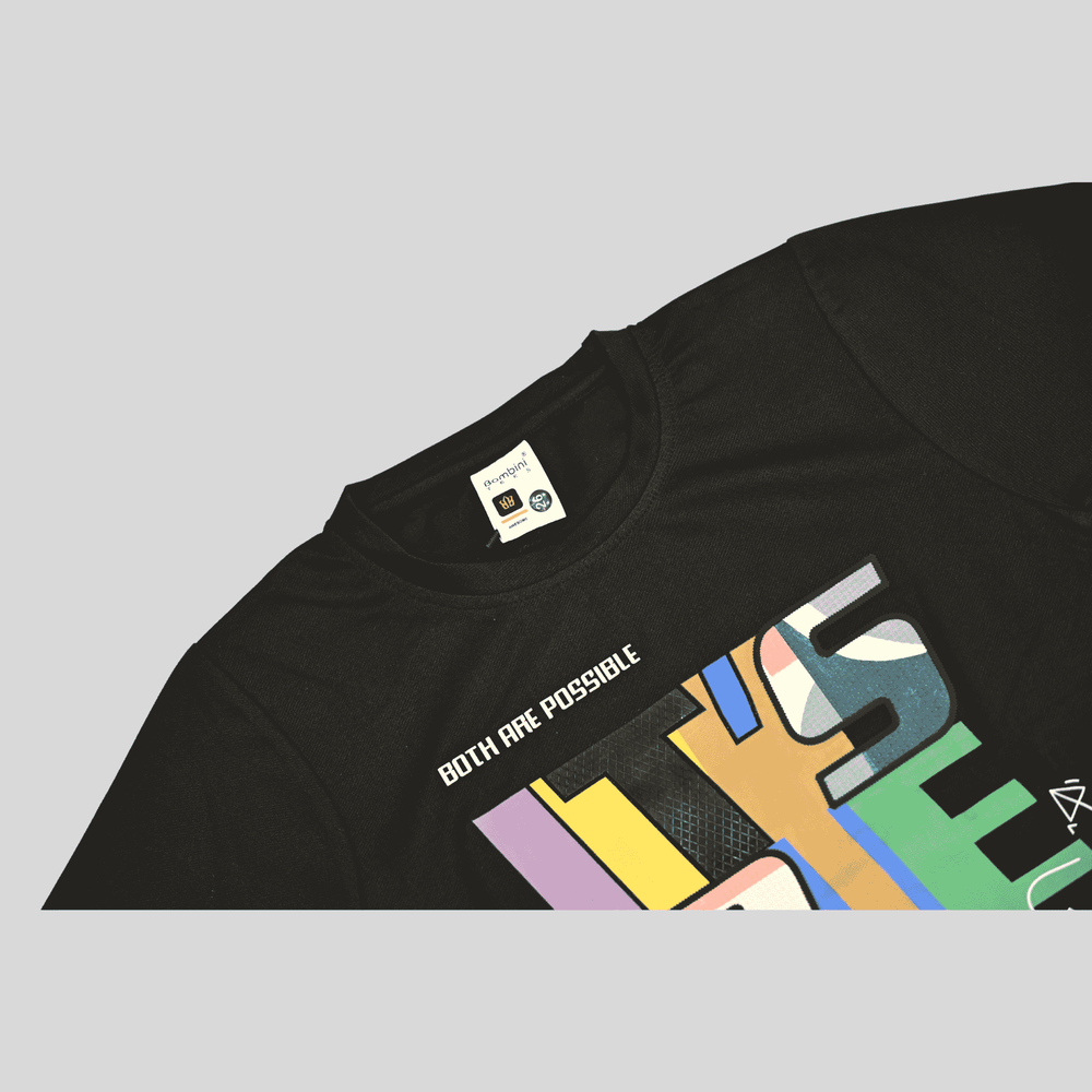 Boys Casual Full Sleeves Printed Round Neck T-Shirt - Black