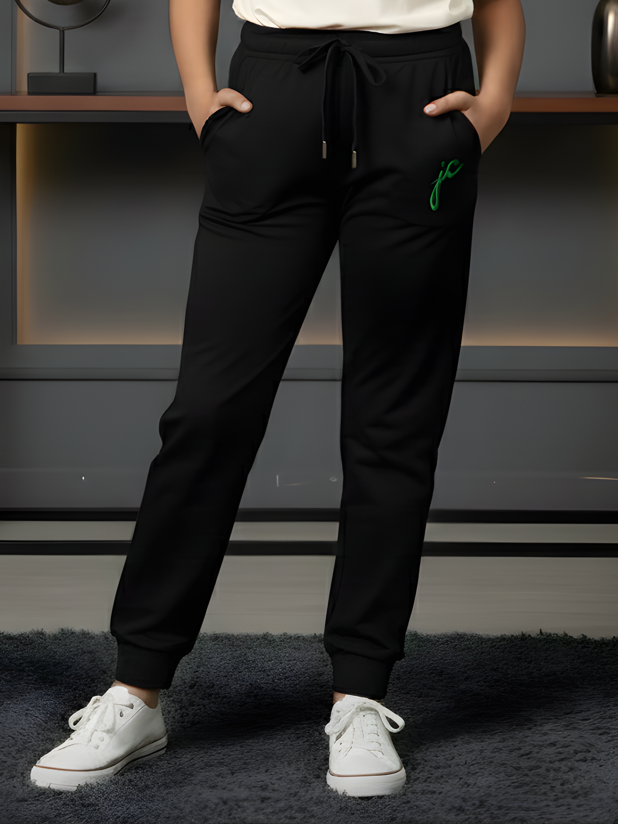 Girls' Premium Black Slim-Fit Joggers