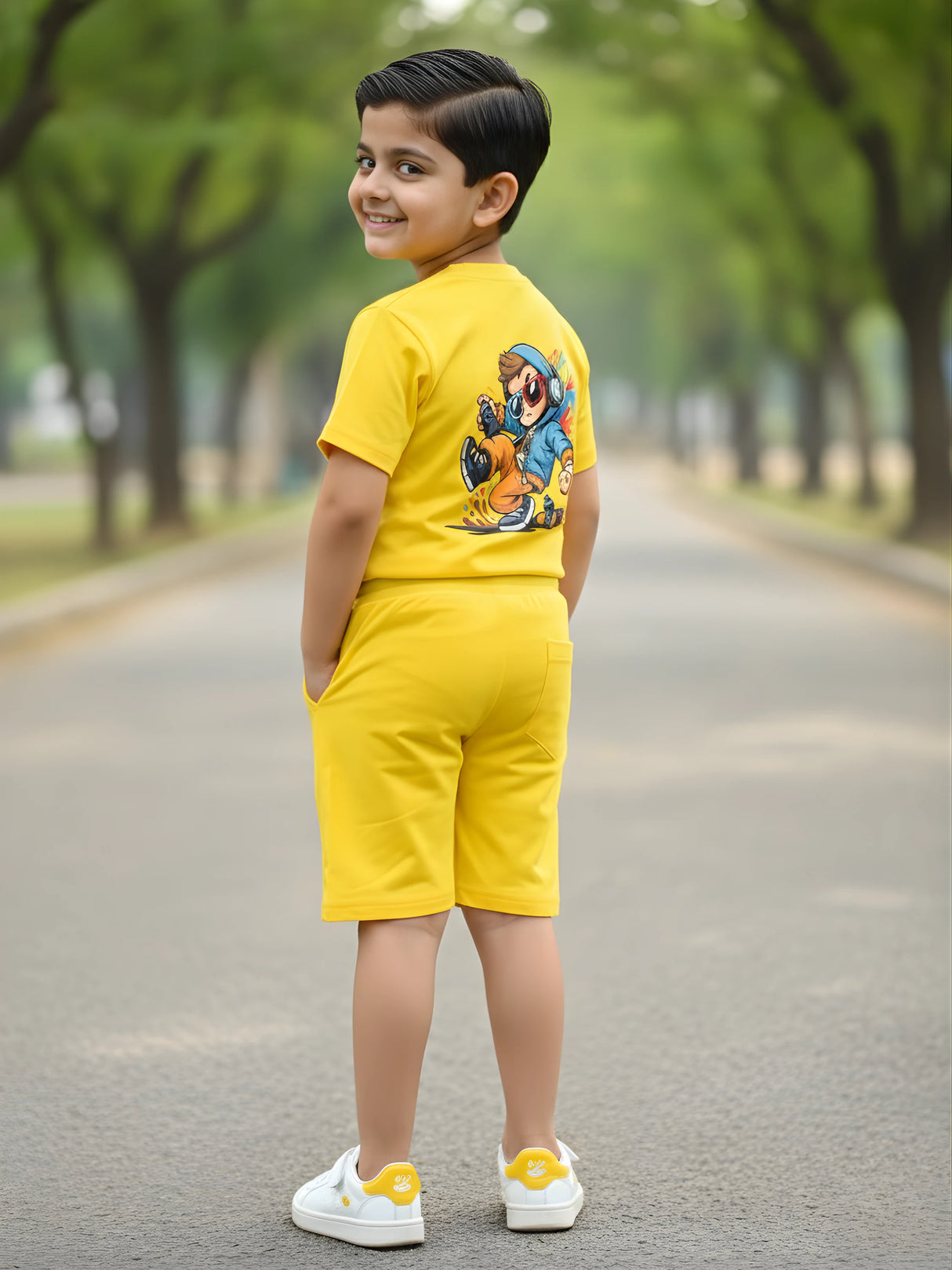 Boys' Sunshine Yellow Graphic Co-Ord Set.