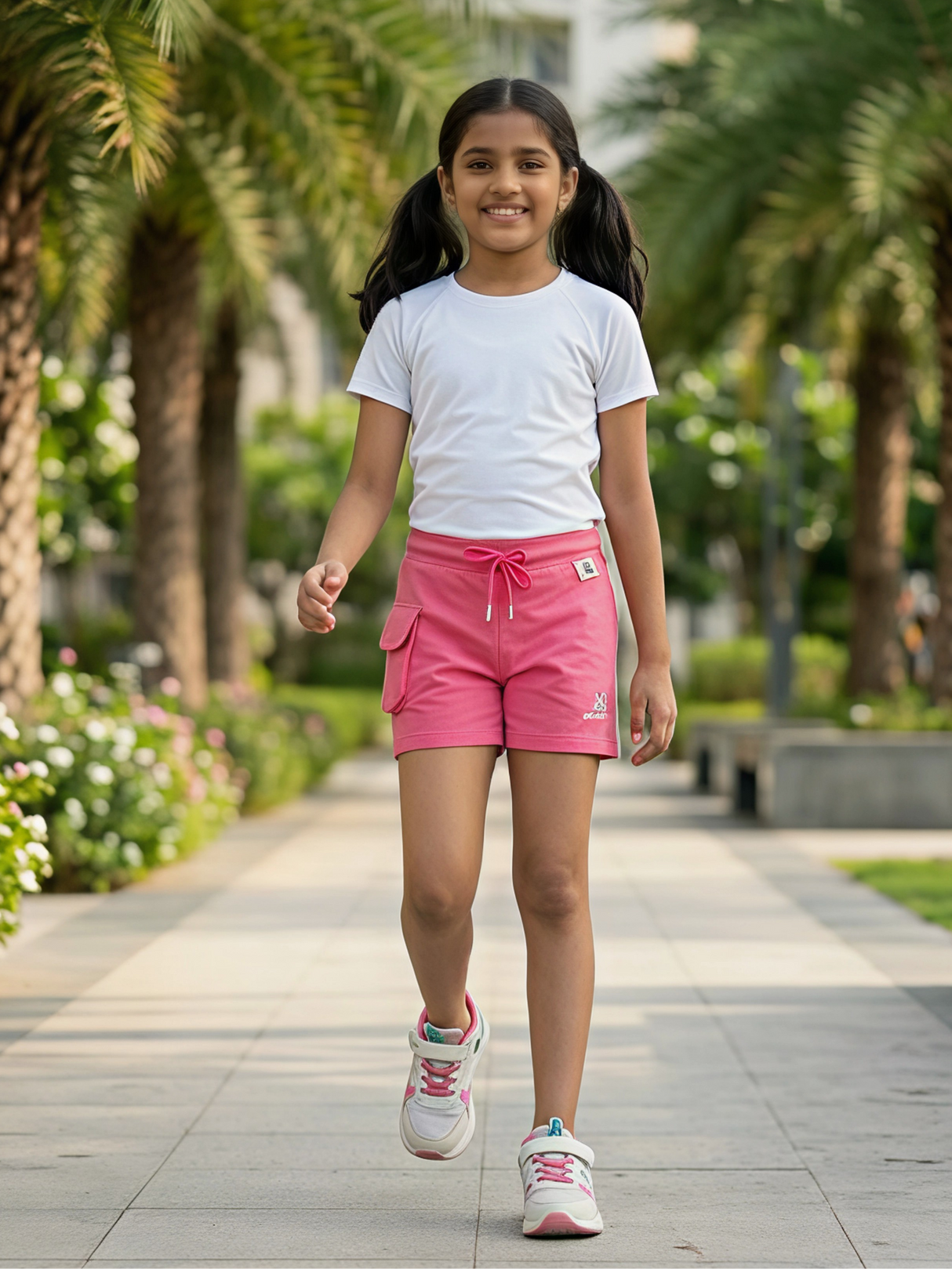 Girls Rani Pink Cotton Comfort Drawstring Shorts
