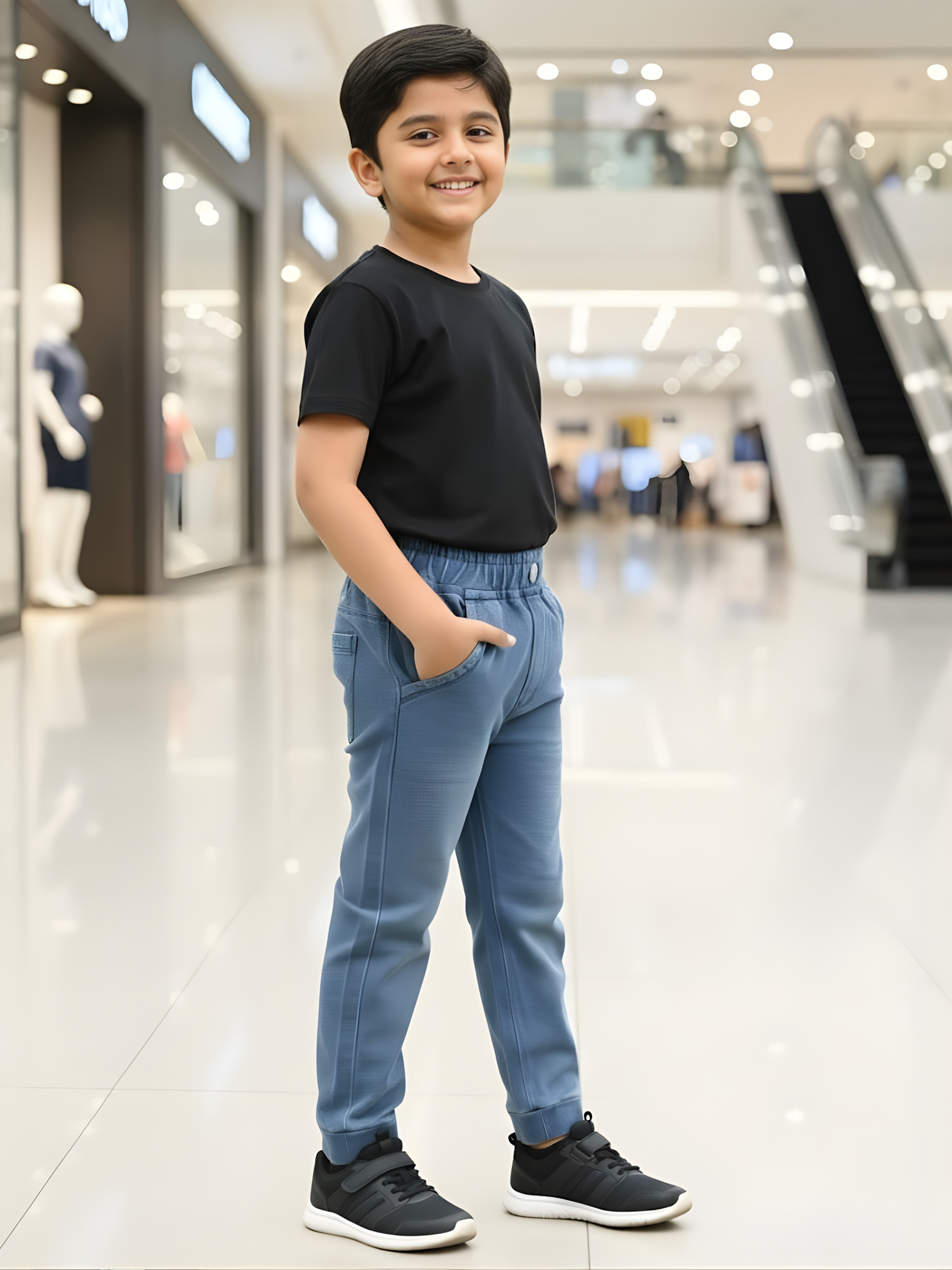 Boys' Light Blue Elasticated Comfort Fit Jeans