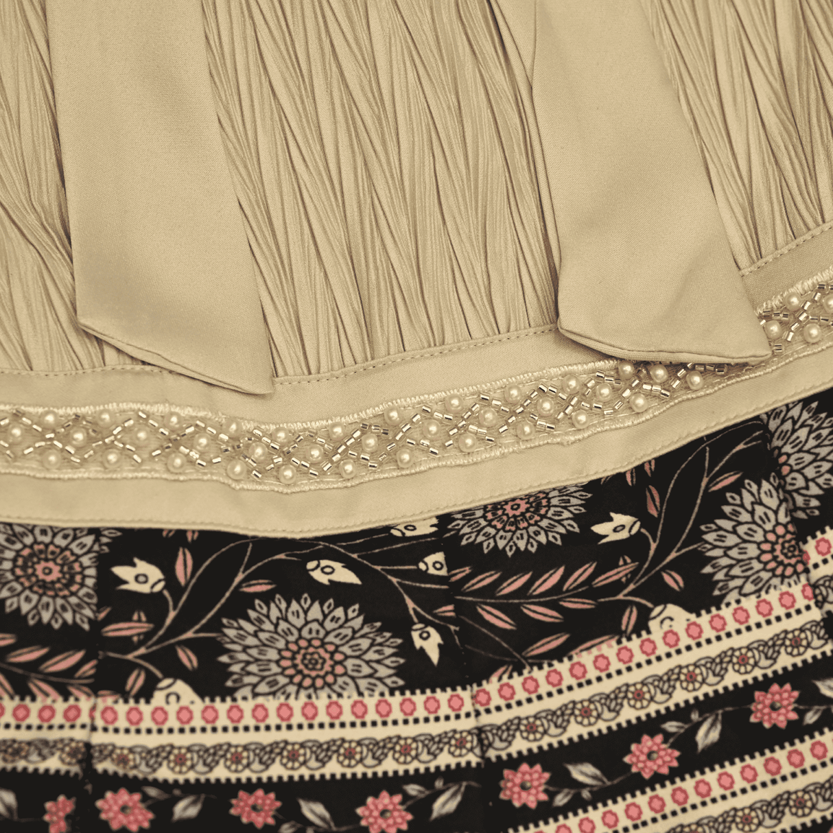 Girls Casual Printed Fancy Frocks - Fawn