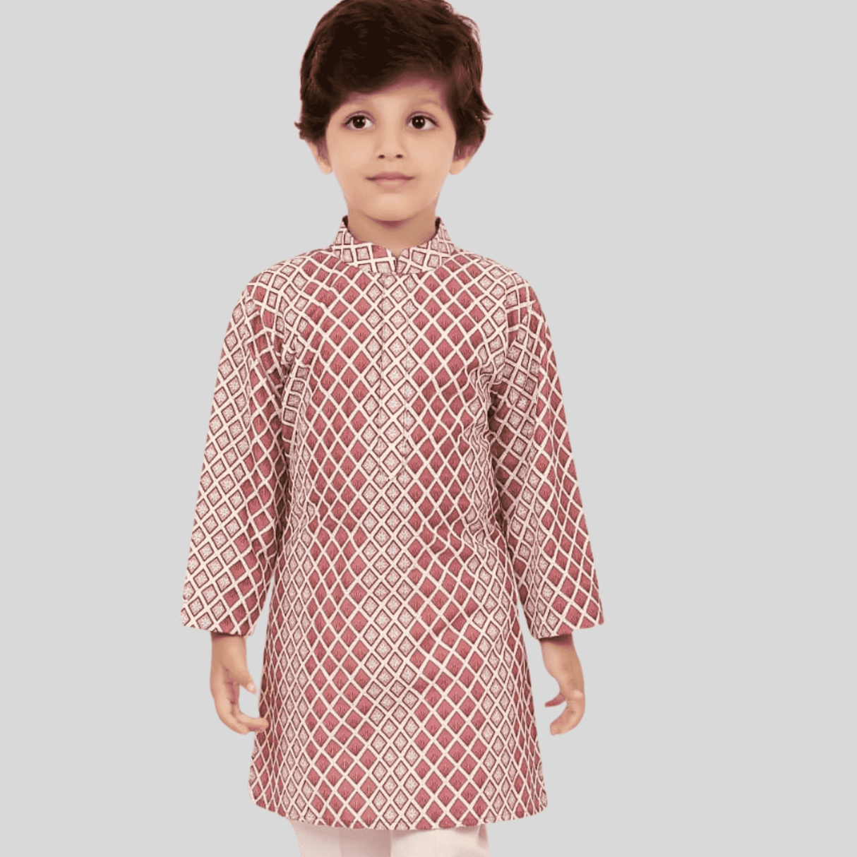 Boys Traditional Self Design Chudidar Kurta Set - Onion