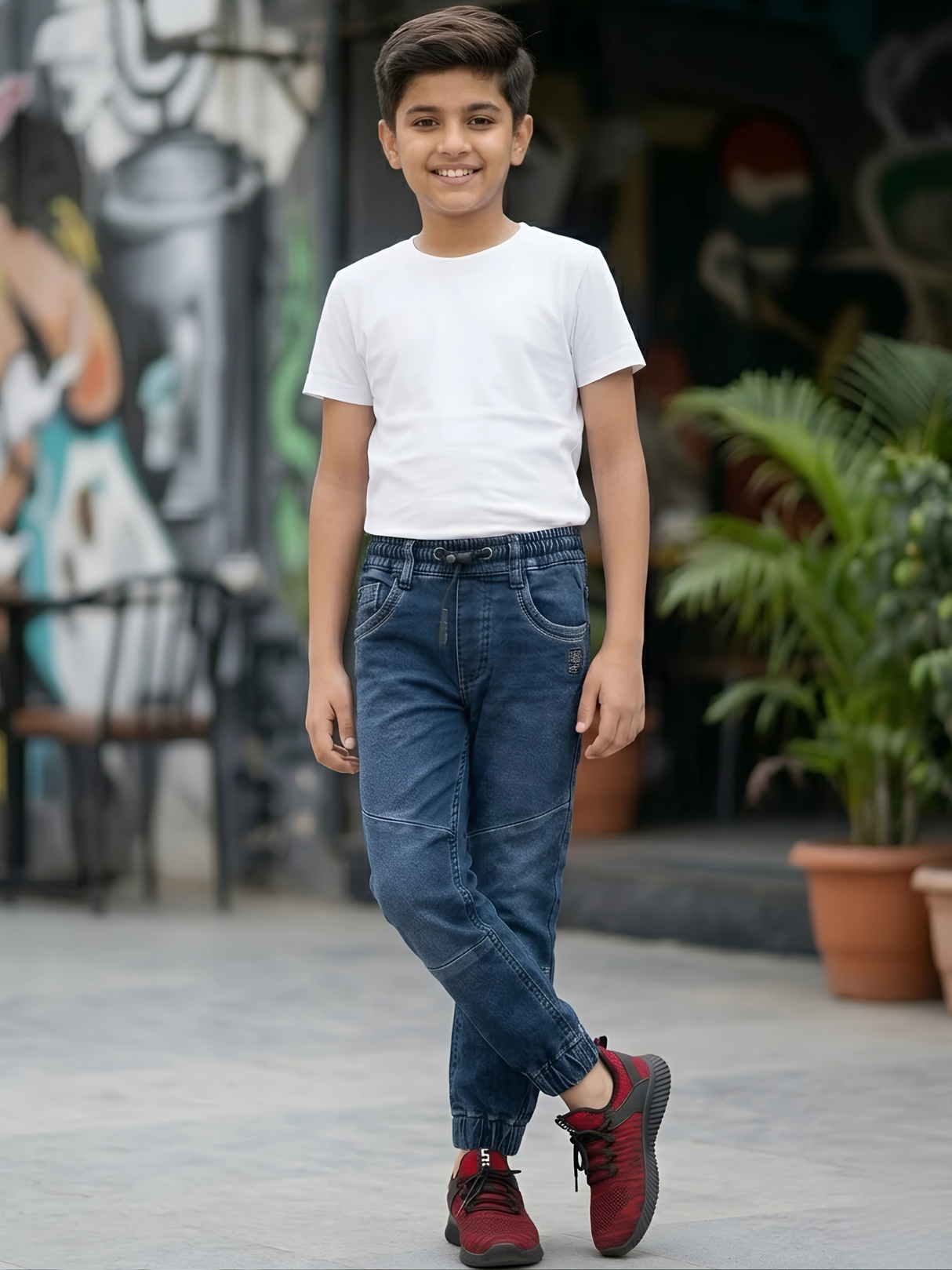 Boys' Comfort Stretch Denim Joggers - Navy Blue
