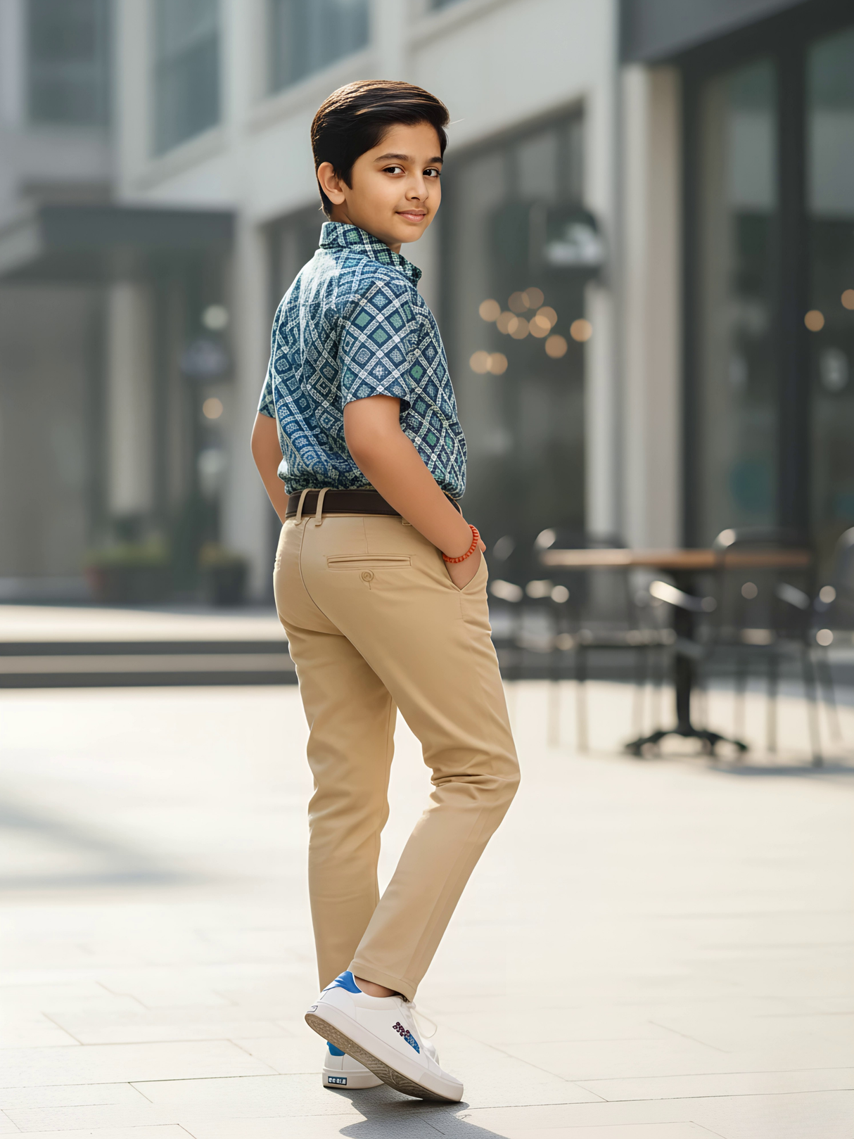 Boys' Premium Khaki Slim Fit Cotton Chinos with Adjustable Waist