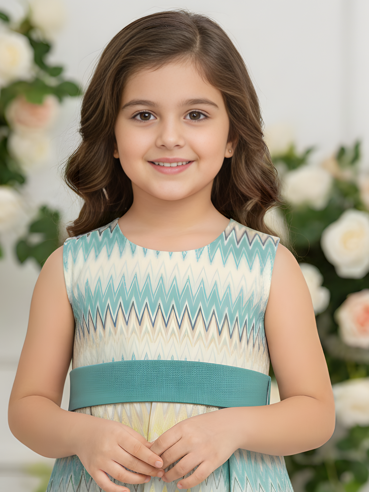 Girls Casual Printed Cotton Frocks - Blue