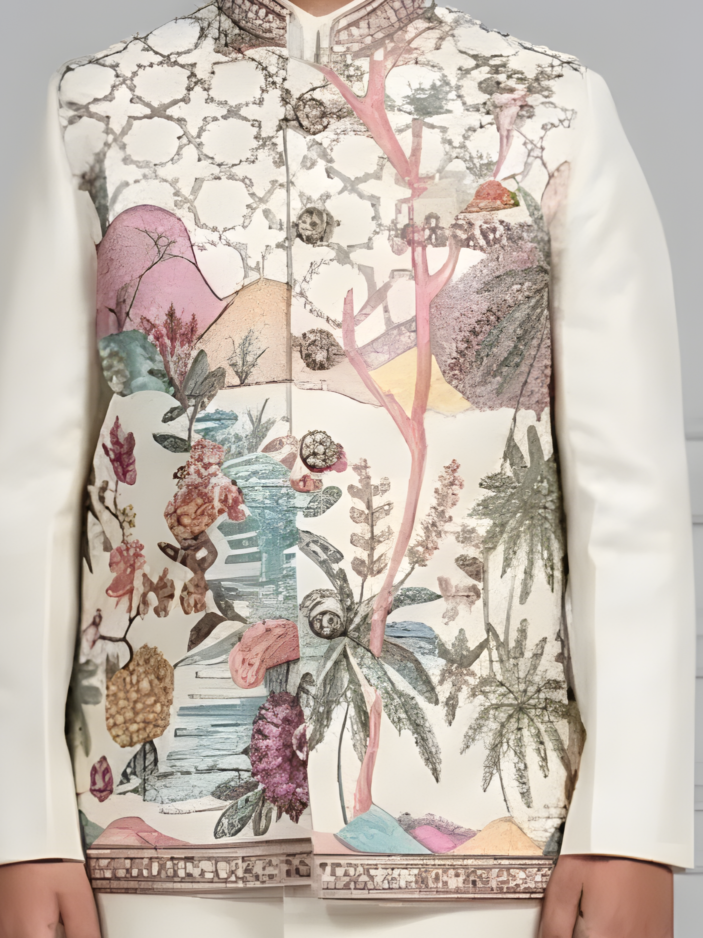 Boys' Royal Cream Jodhpuri Suit with Nature-Inspired Embroidery