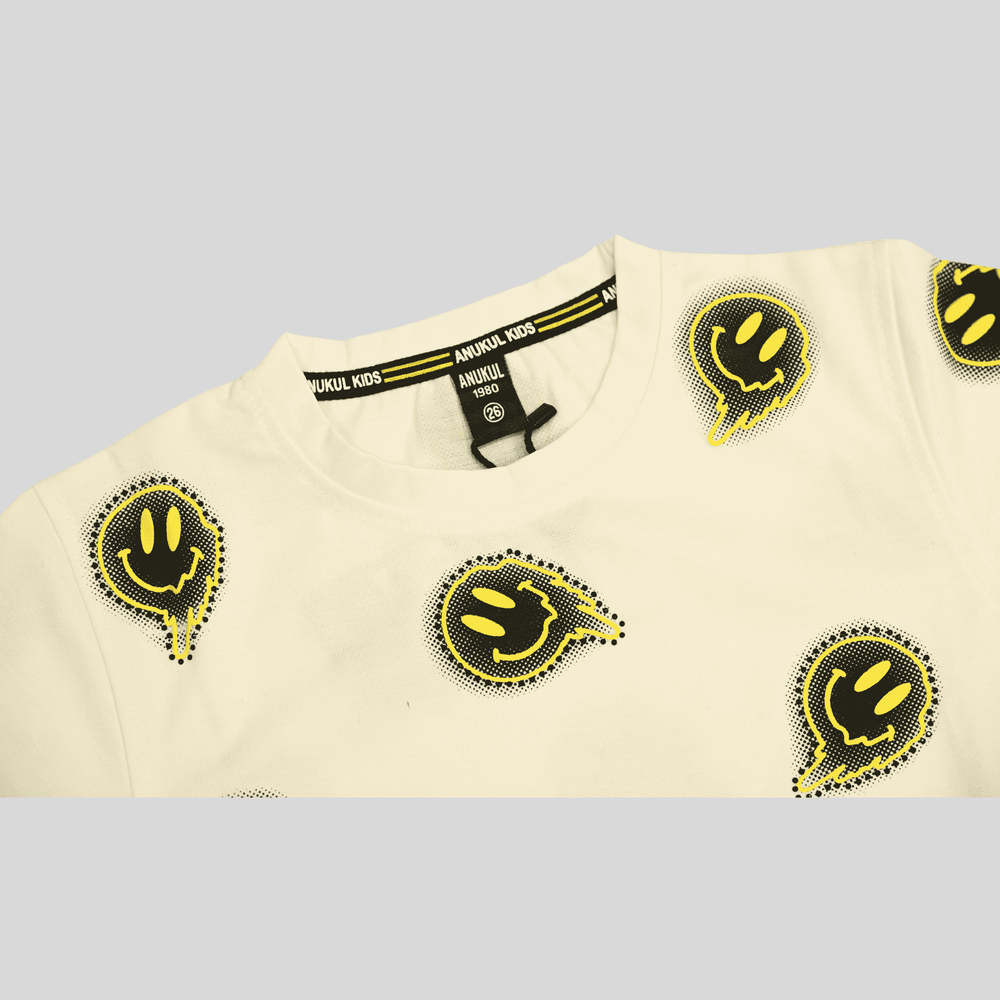 Boys Casual Half Sleeves Printed Round Neck T-Shirt - White