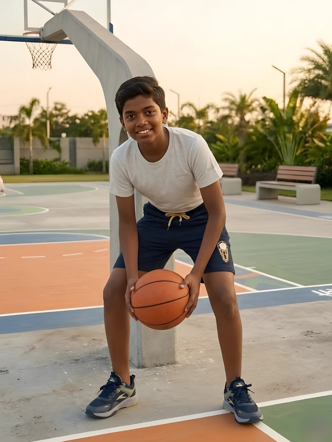 Boys' Sporty Navy Blue Drawstring Shorts