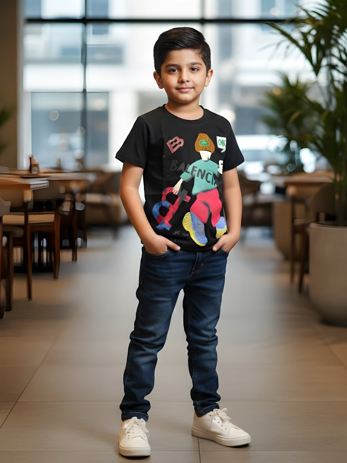 Boys' Urban Graphic "OK" T-Shirt - Sleek Black