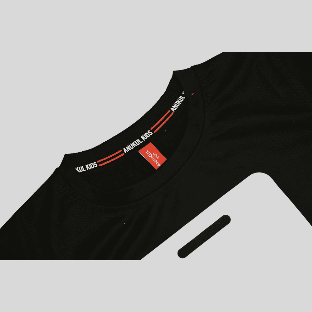 Boys Casual Half Sleeves Printed Round Neck T-Shirt - Black